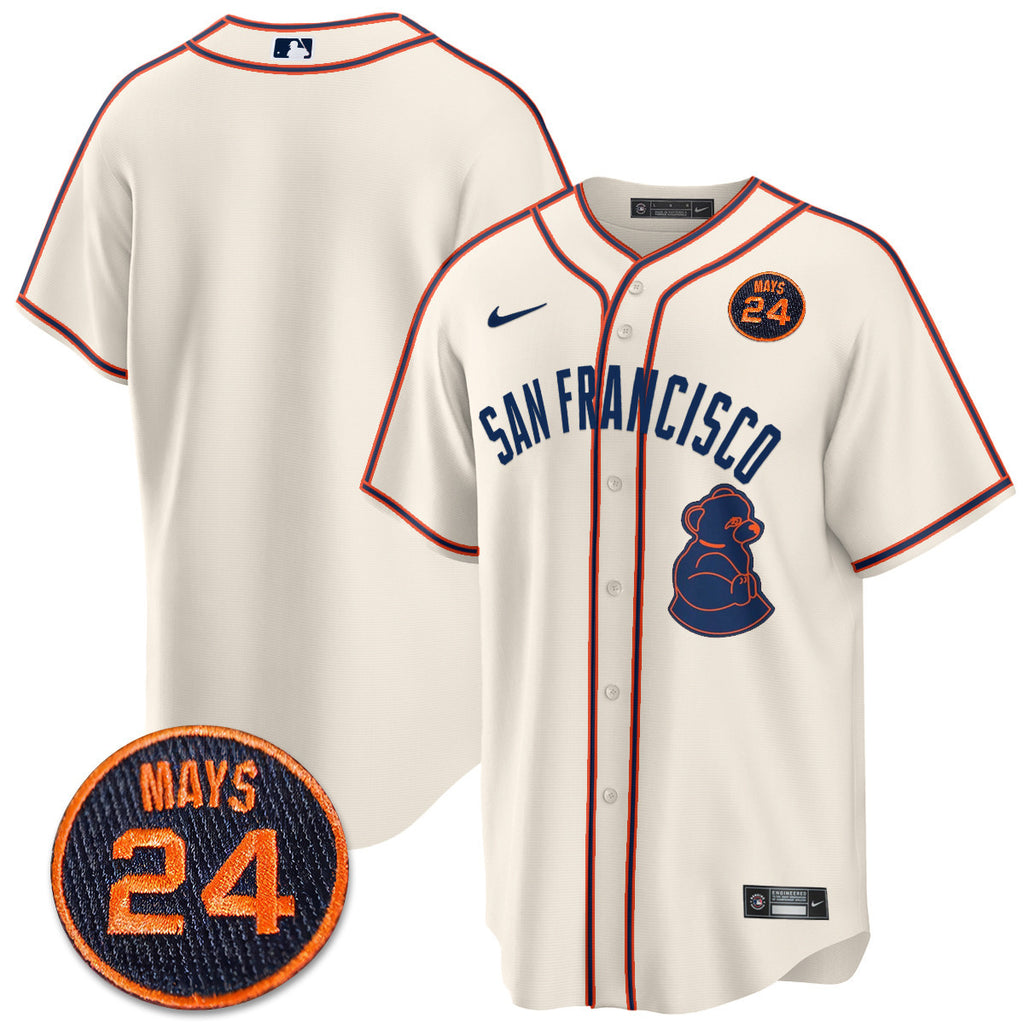 Men's San Francisco Giants 2024 Vapor Premier Limited Jersey N1 - #24 Willie Mays Patch