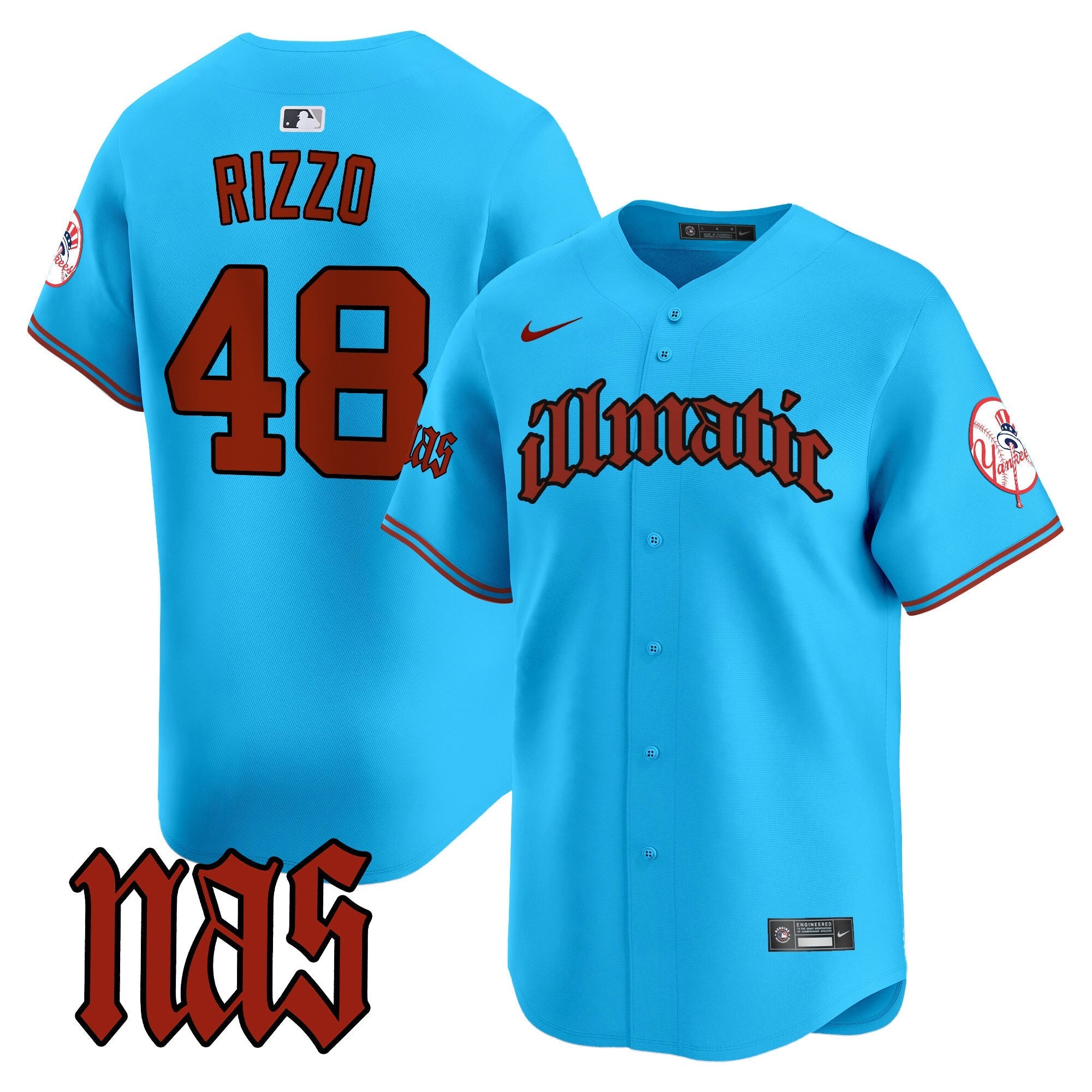 NYY Nas Illmatic Vapor Premier Limited Jersey - Stitched