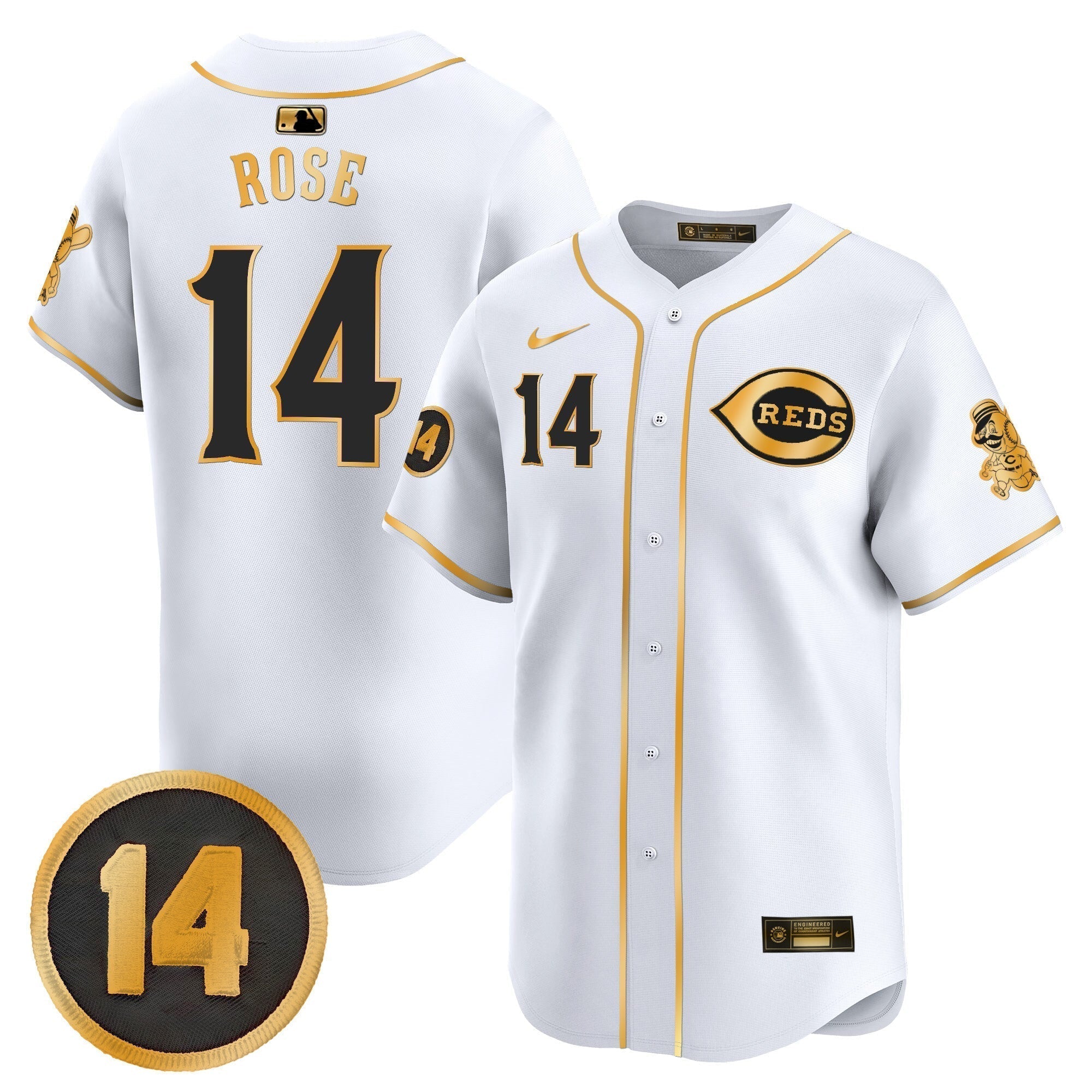 CIN Pete Rose Patch Vapor Premier Limited Jersey - All Stitched