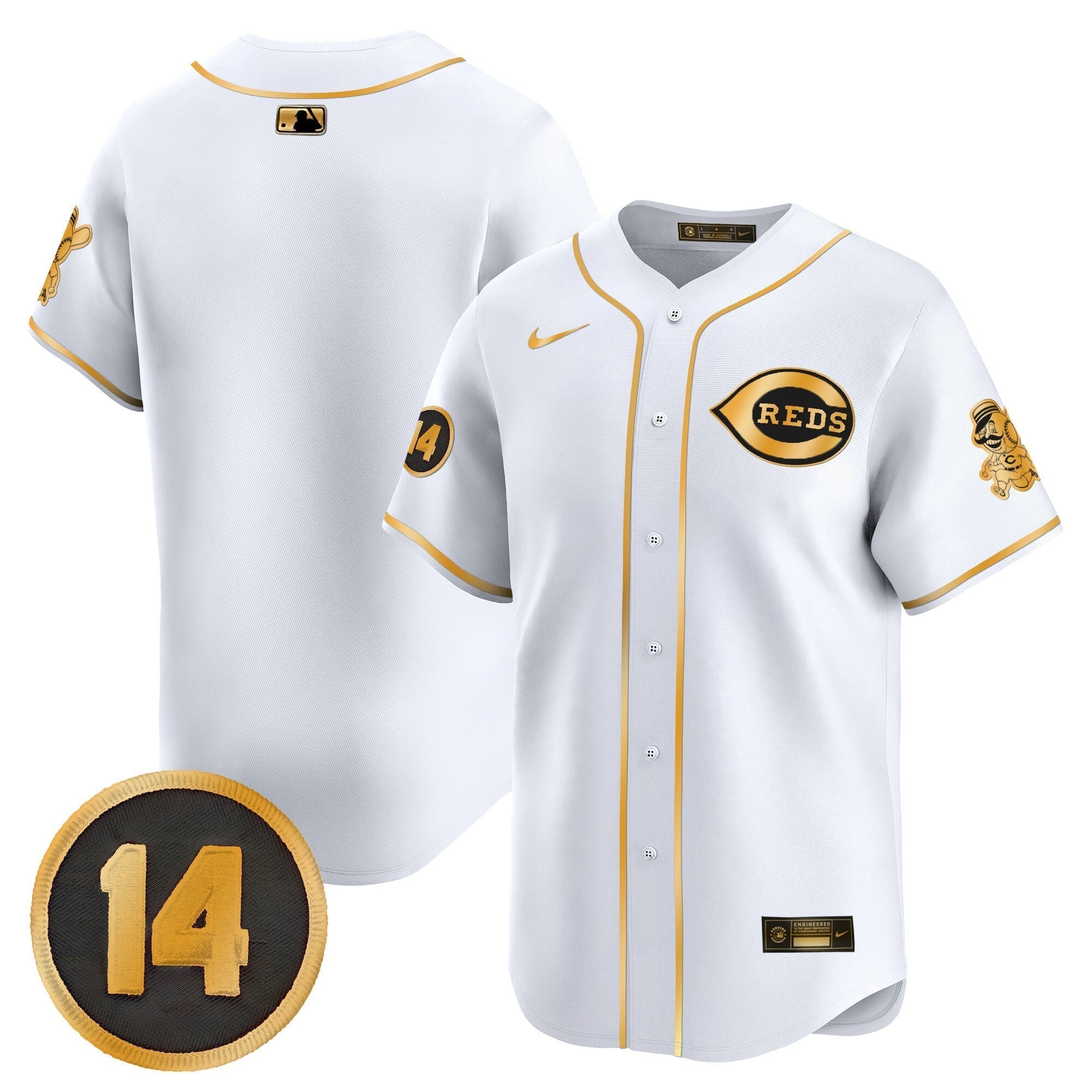 CIN Pete Rose Patch Vapor Premier Limited Jersey - All Stitched