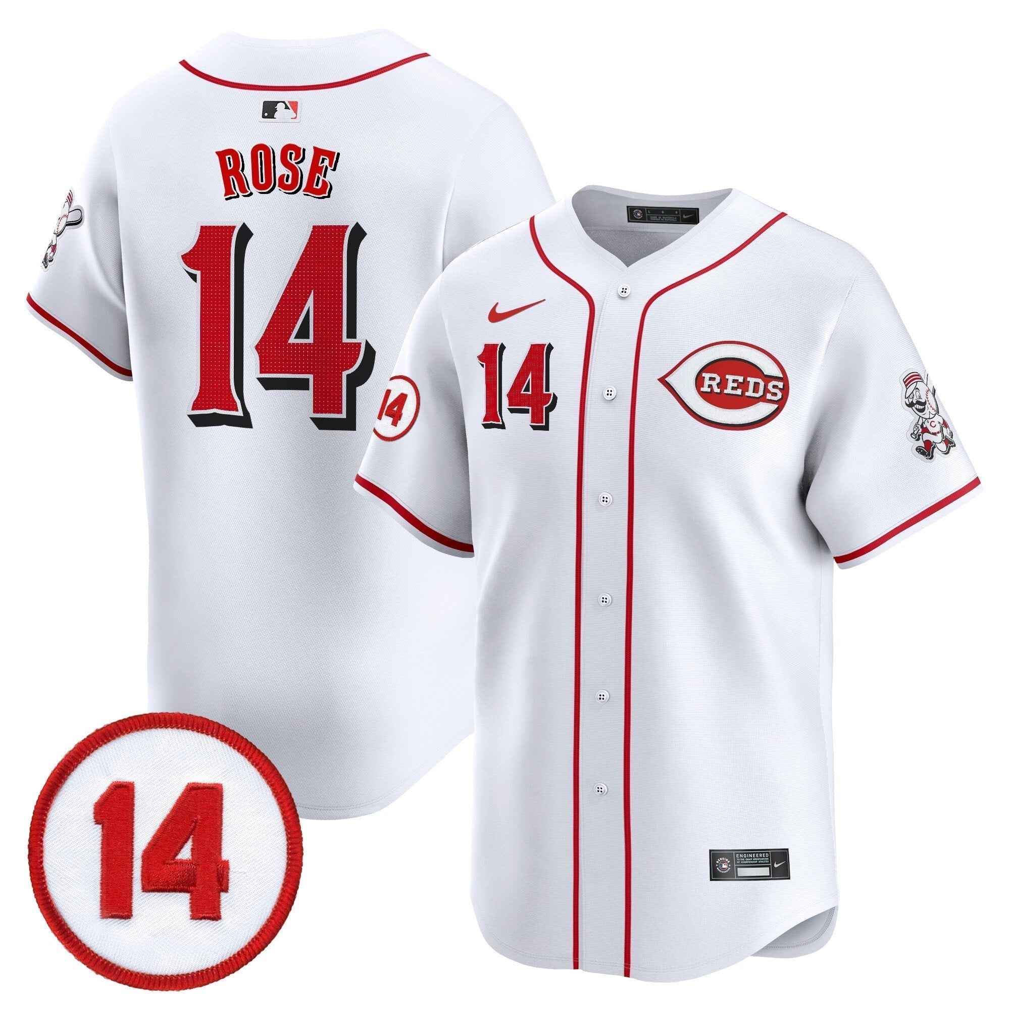 CIN Pete Rose Patch Vapor Premier Limited Jersey - All Stitched