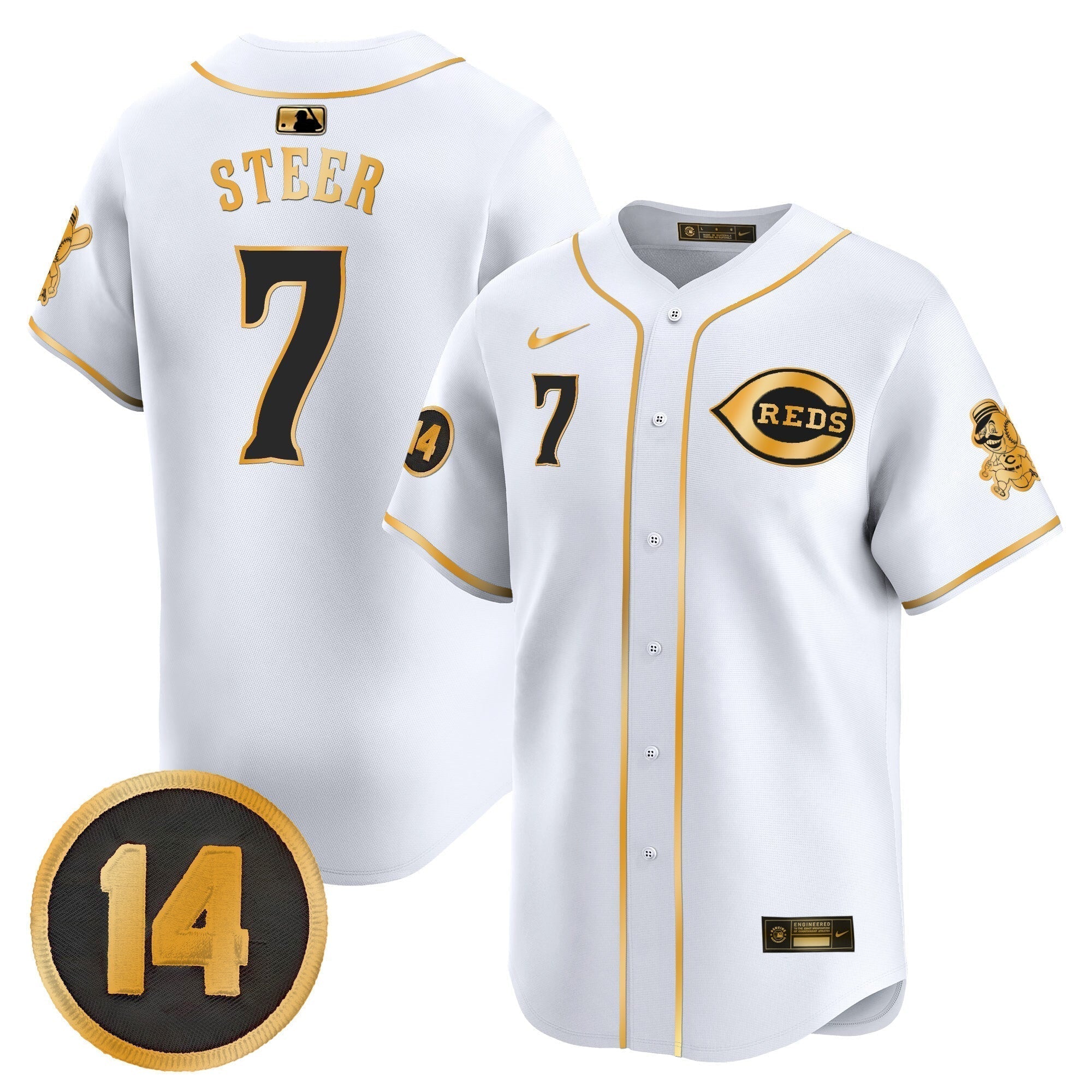 CIN Pete Rose Patch Vapor Premier Limited Jersey - All Stitched