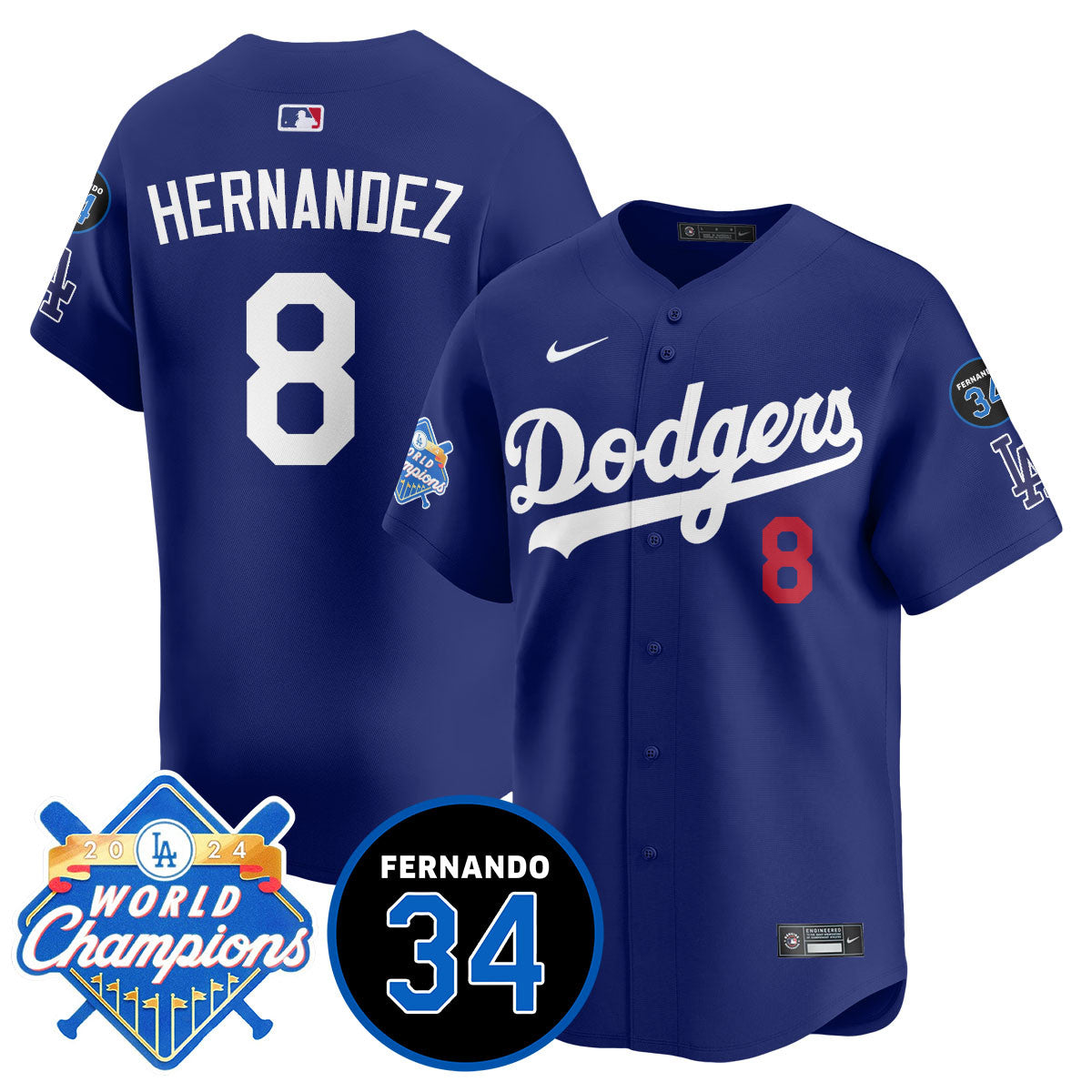Men's LA Dodgers - World Series Champions 2024/Fernando Valenzuela Memorial Jersey - All Stitched