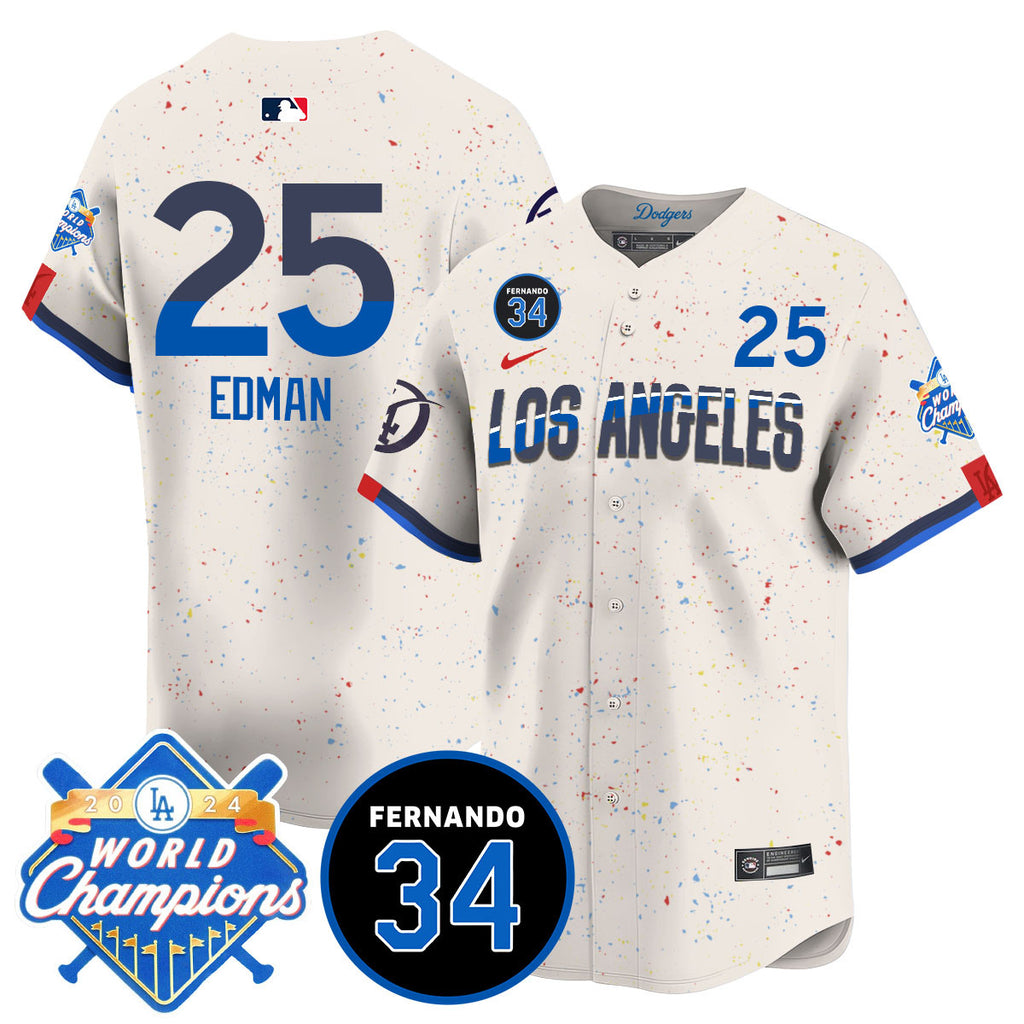 Men's LA Dodgers - World Series Champions 2024/Fernando Valenzuela Memorial Jersey - All Stitched