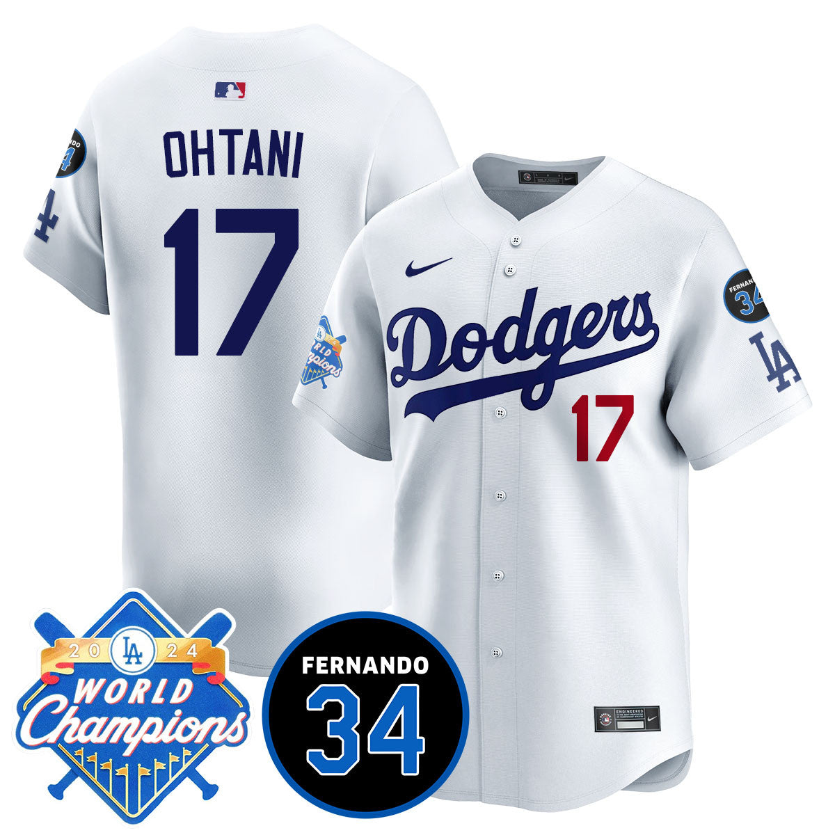 Men's LA Dodgers - World Series Champions 2024/Fernando Valenzuela Memorial Jersey - All Stitched