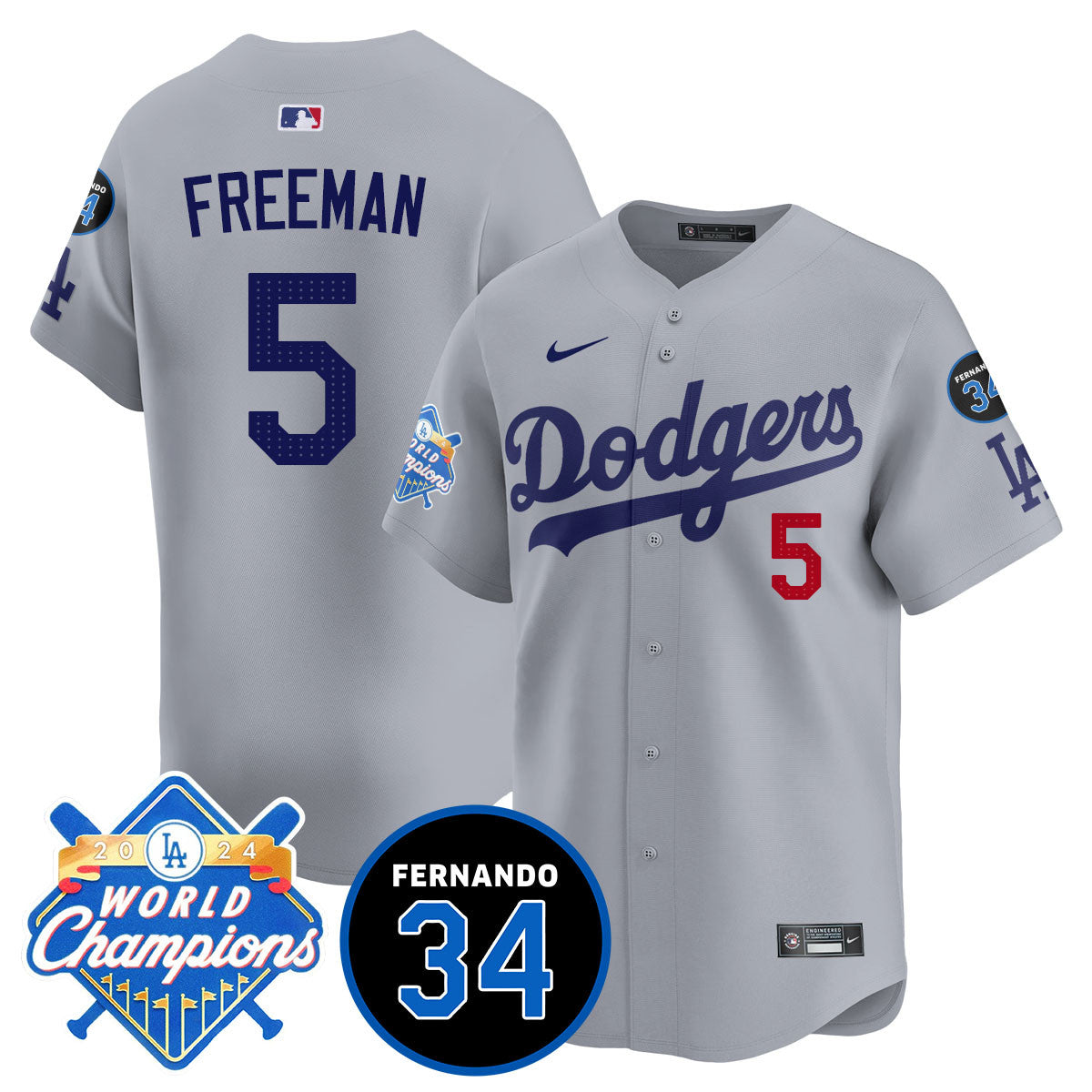 Men's LA Dodgers - World Series Champions 2024/Fernando Valenzuela Memorial Jersey - All Stitched