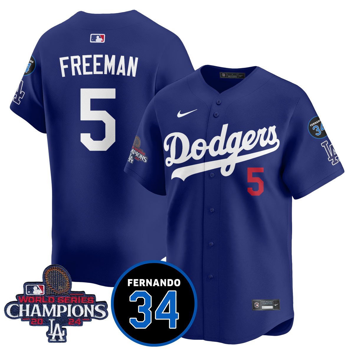 LA Dodgers - World Series Champions 2024/Fernando Valenzuela Memorial Jersey - Stitched N1