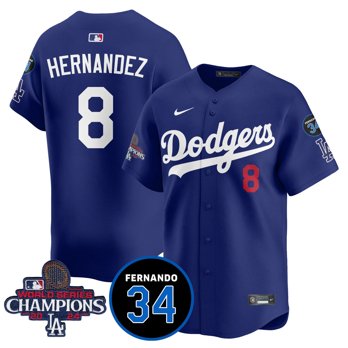 LA Dodgers - World Series Champions 2024/Fernando Valenzuela Memorial Jersey - Stitched N1
