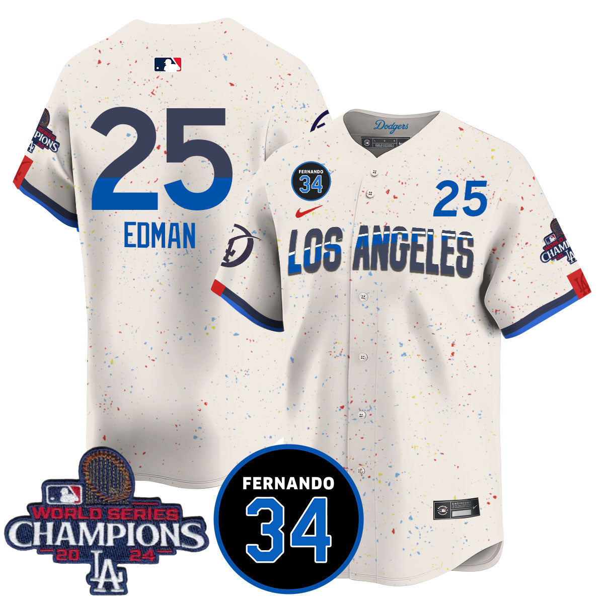 LA Dodgers - World Series Champions 2024/Fernando Valenzuela Memorial Jersey - Stitched N1