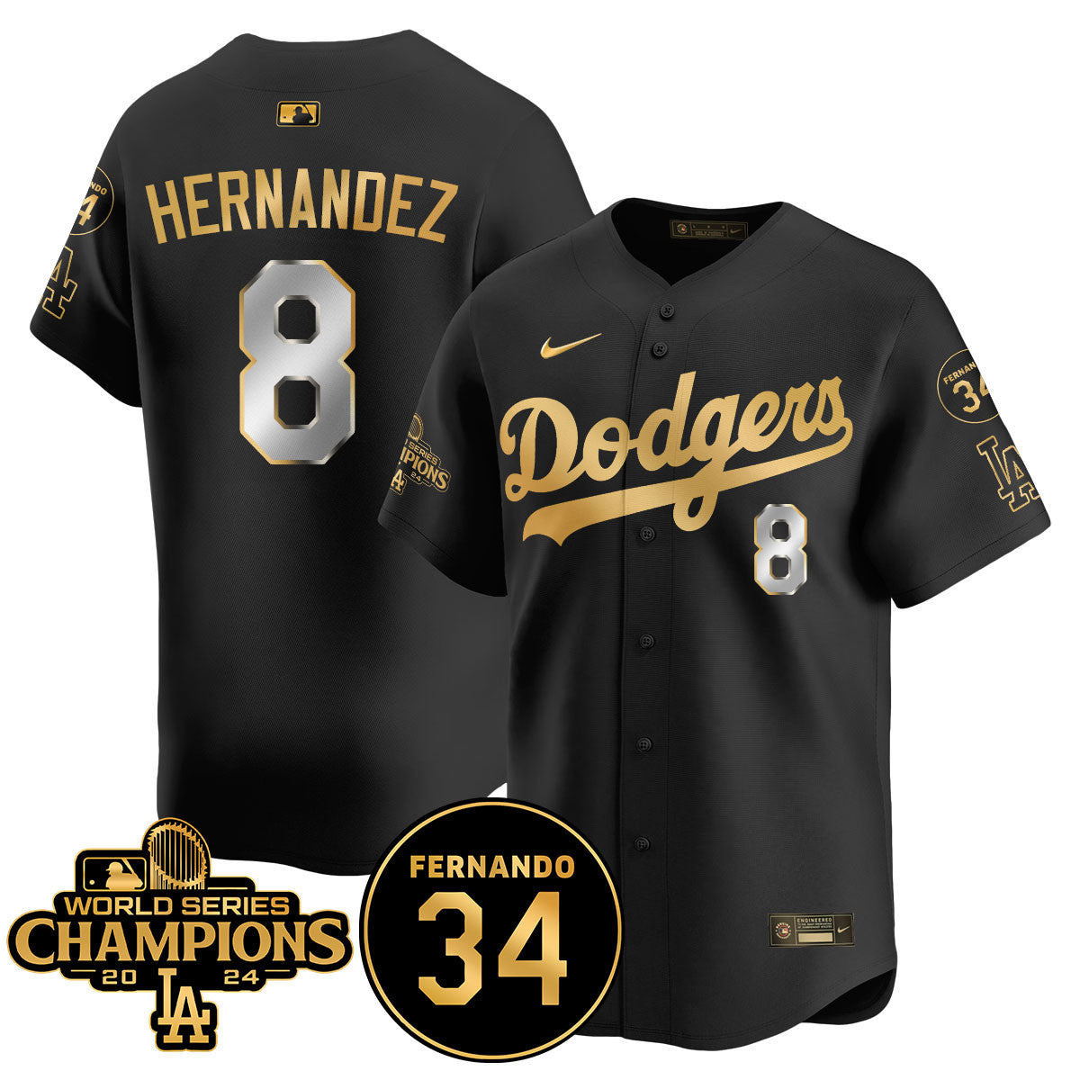 LA Dodgers - World Series Champions 2024/Fernando Valenzuela Memorial Jersey - Stitched N1