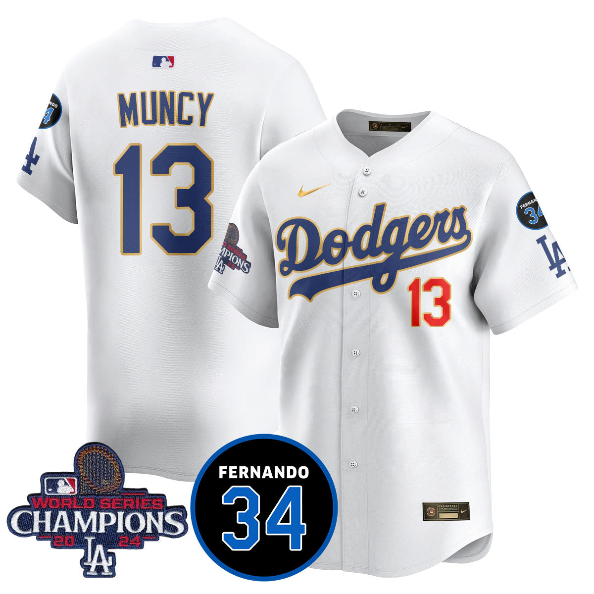 LA Dodgers - World Series Champions 2024/Fernando Valenzuela Memorial Jersey - Stitched N1