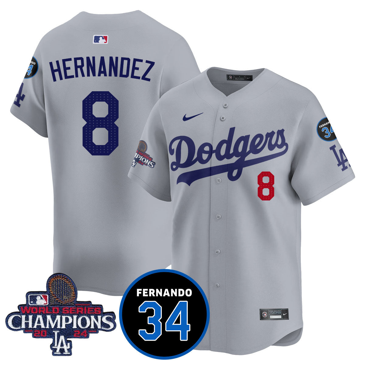 LA Dodgers - World Series Champions 2024/Fernando Valenzuela Memorial Jersey - Stitched N1