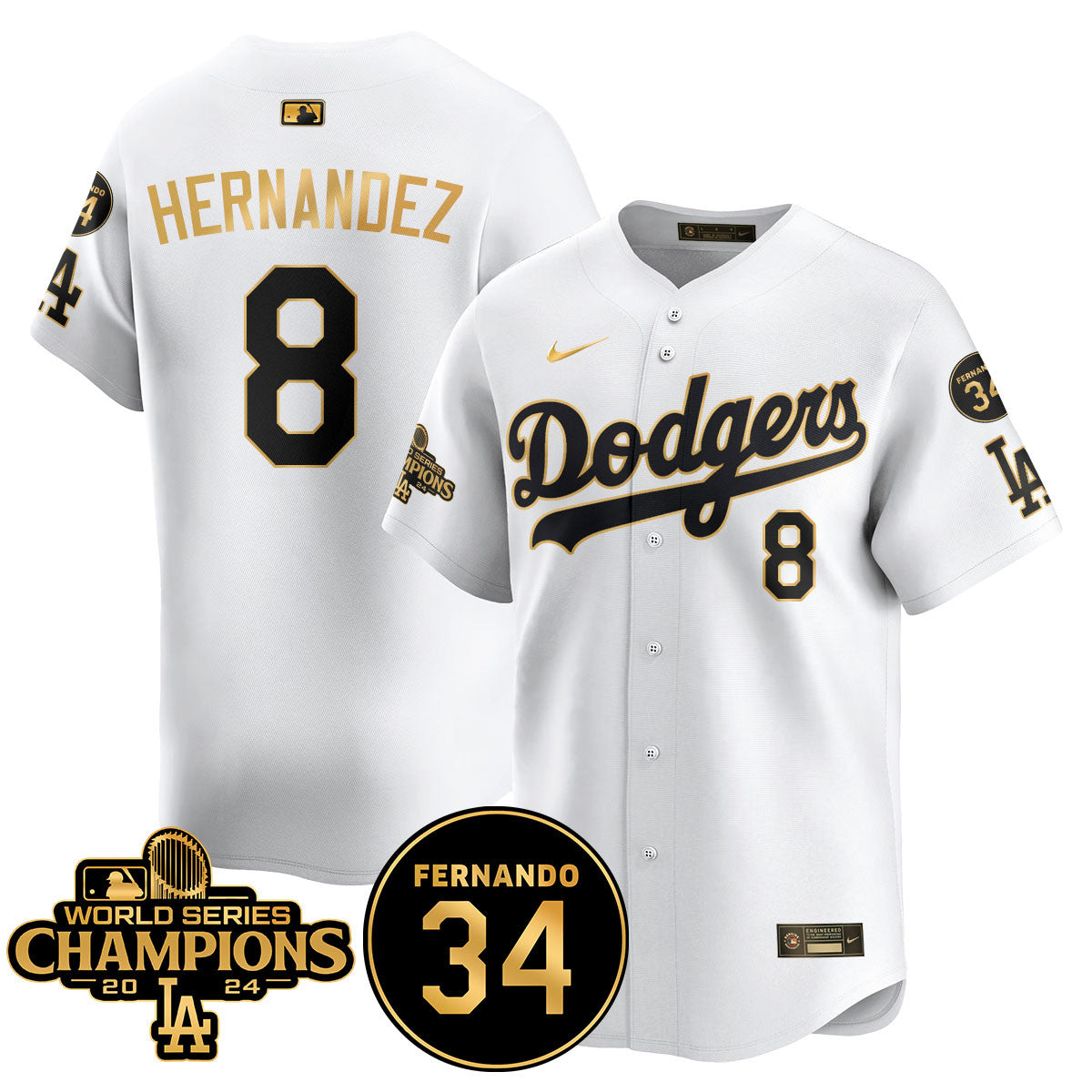 LA Dodgers - World Series Champions 2024/Fernando Valenzuela Memorial Jersey - Stitched N1