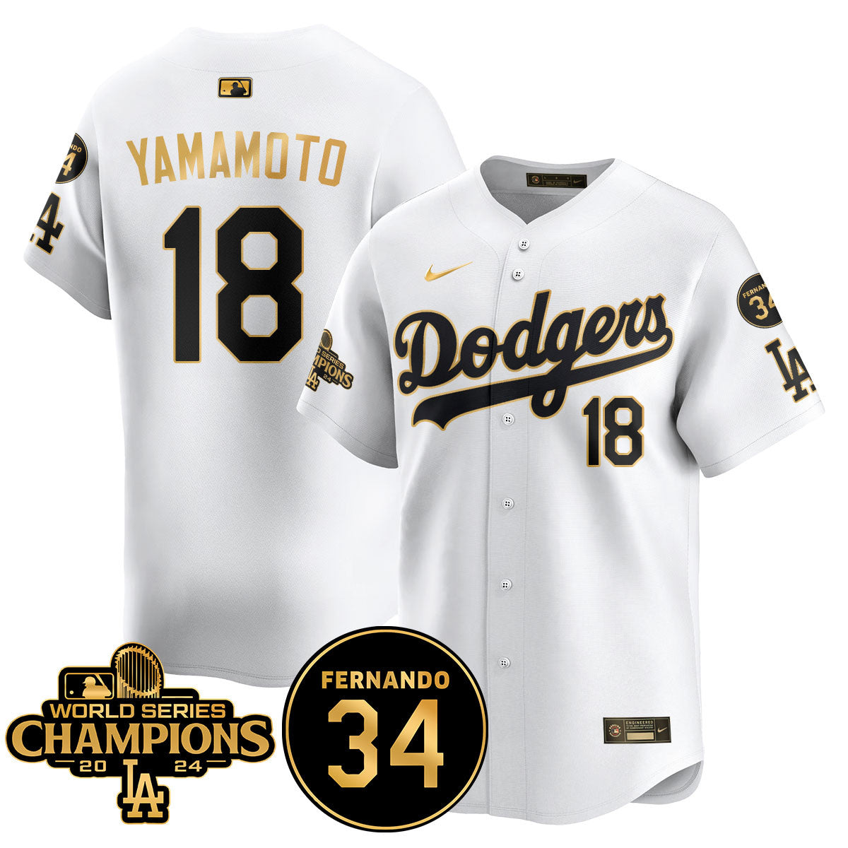 LA Dodgers - World Series Champions 2024/Fernando Valenzuela Memorial Jersey - Stitched N1