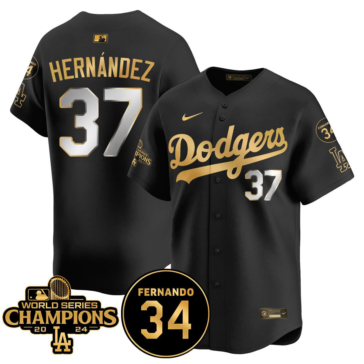 LA Dodgers - World Series Champions 2024/Fernando Valenzuela Memorial Jersey - Stitched N1