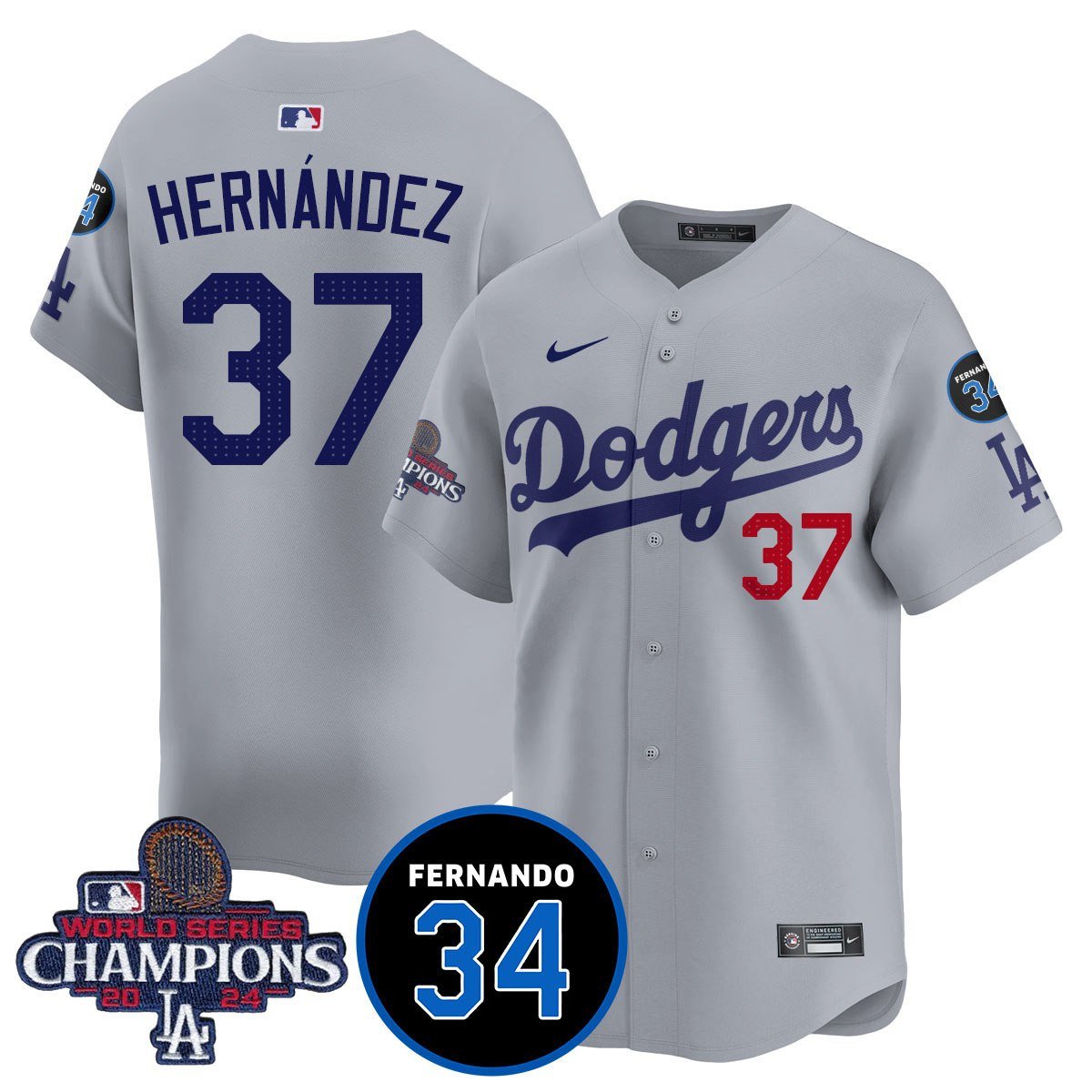 LA Dodgers - World Series Champions 2024/Fernando Valenzuela Memorial Jersey - Stitched N1
