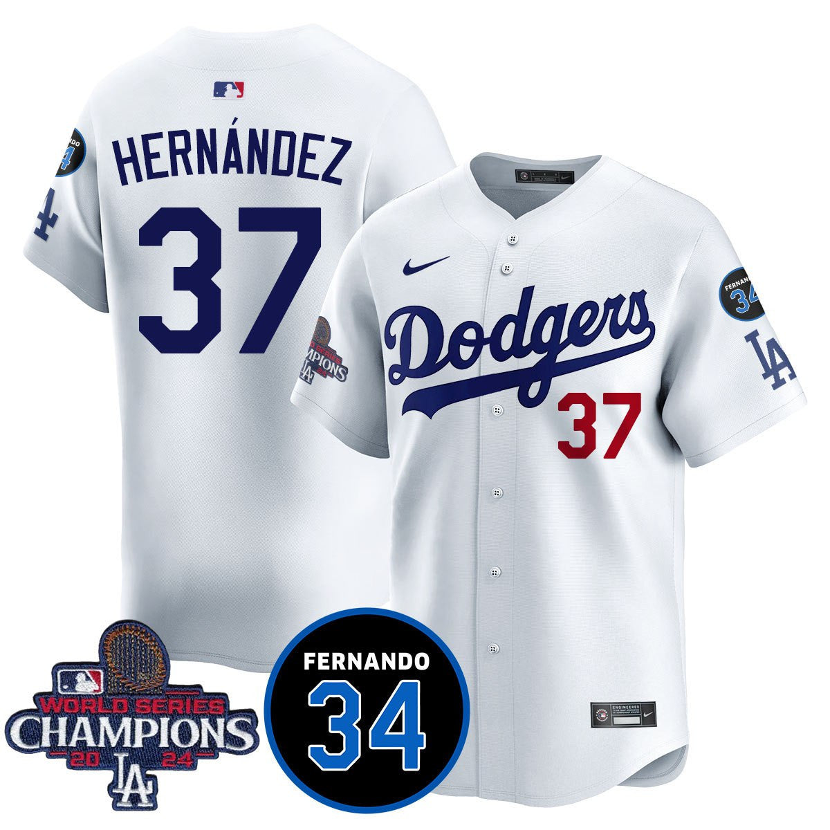 LA Dodgers - World Series Champions 2024/Fernando Valenzuela Memorial Jersey - Stitched N1
