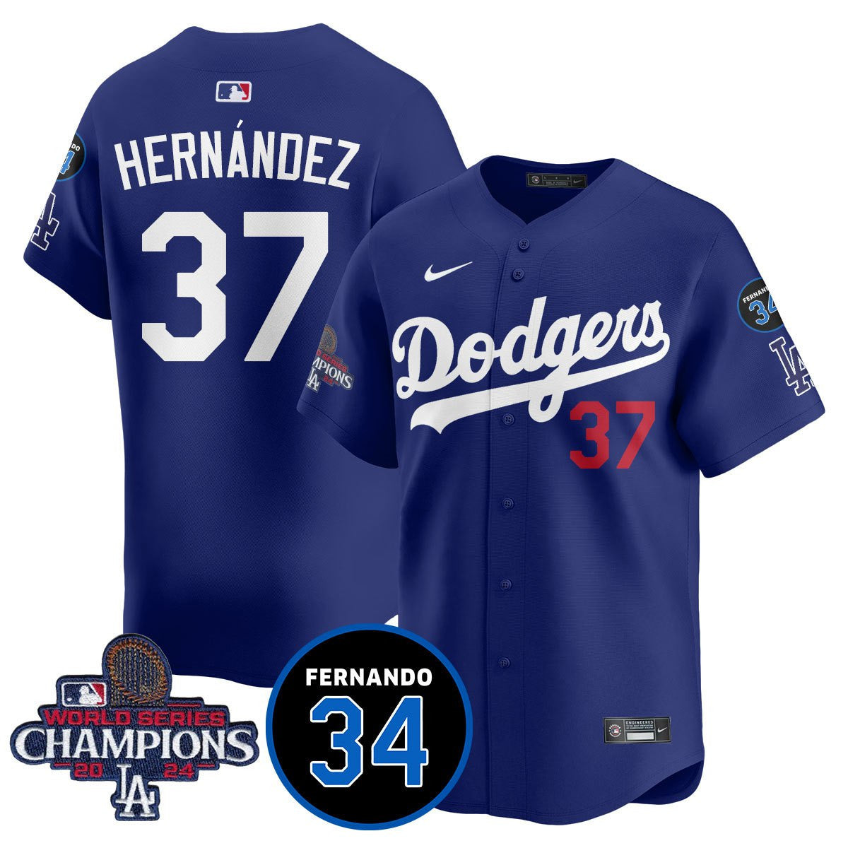 LA Dodgers - World Series Champions 2024/Fernando Valenzuela Memorial Jersey - Stitched N1