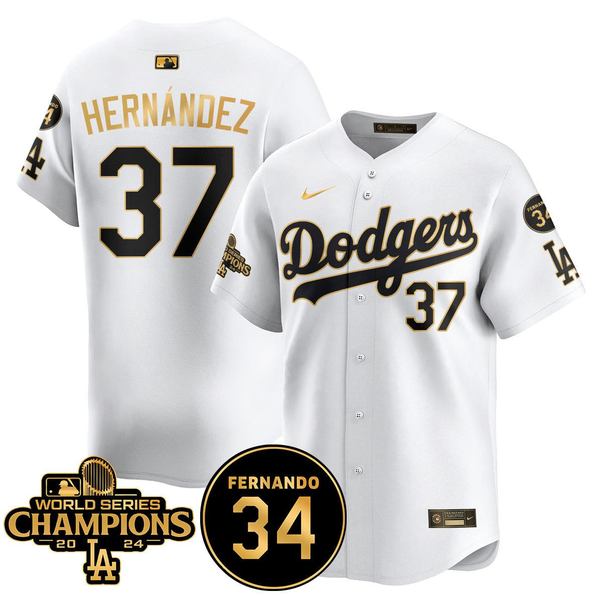 LA Dodgers - World Series Champions 2024/Fernando Valenzuela Memorial Jersey - Stitched N1