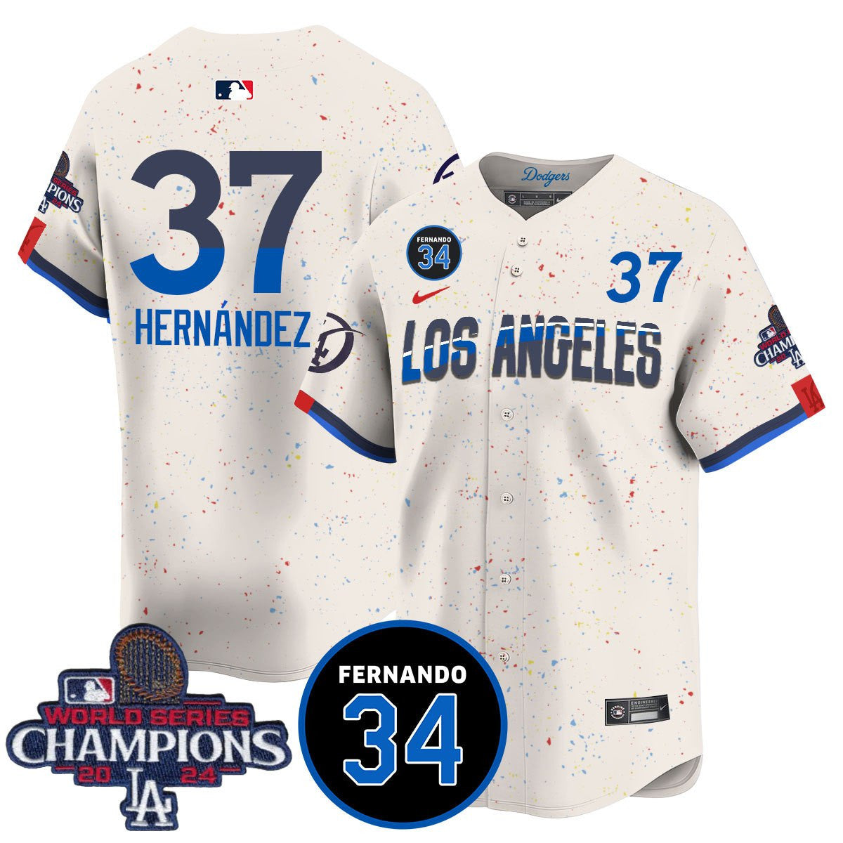 LA Dodgers - World Series Champions 2024/Fernando Valenzuela Memorial Jersey - Stitched N1