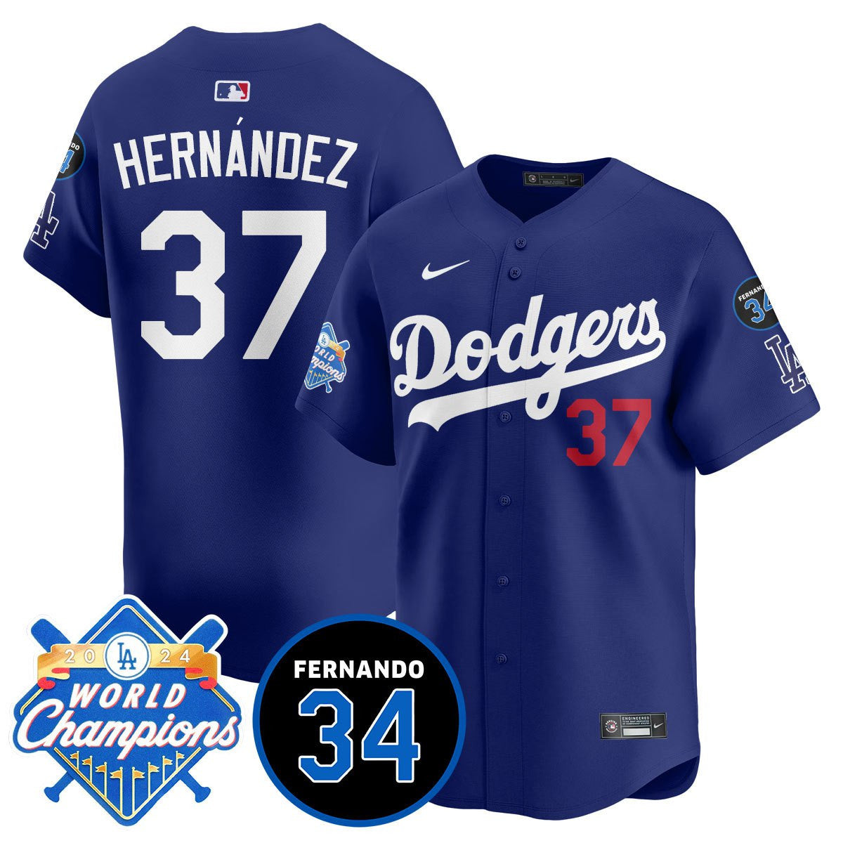Men's LA Dodgers - World Series Champions 2024/Fernando Valenzuela Memorial Jersey - All Stitched
