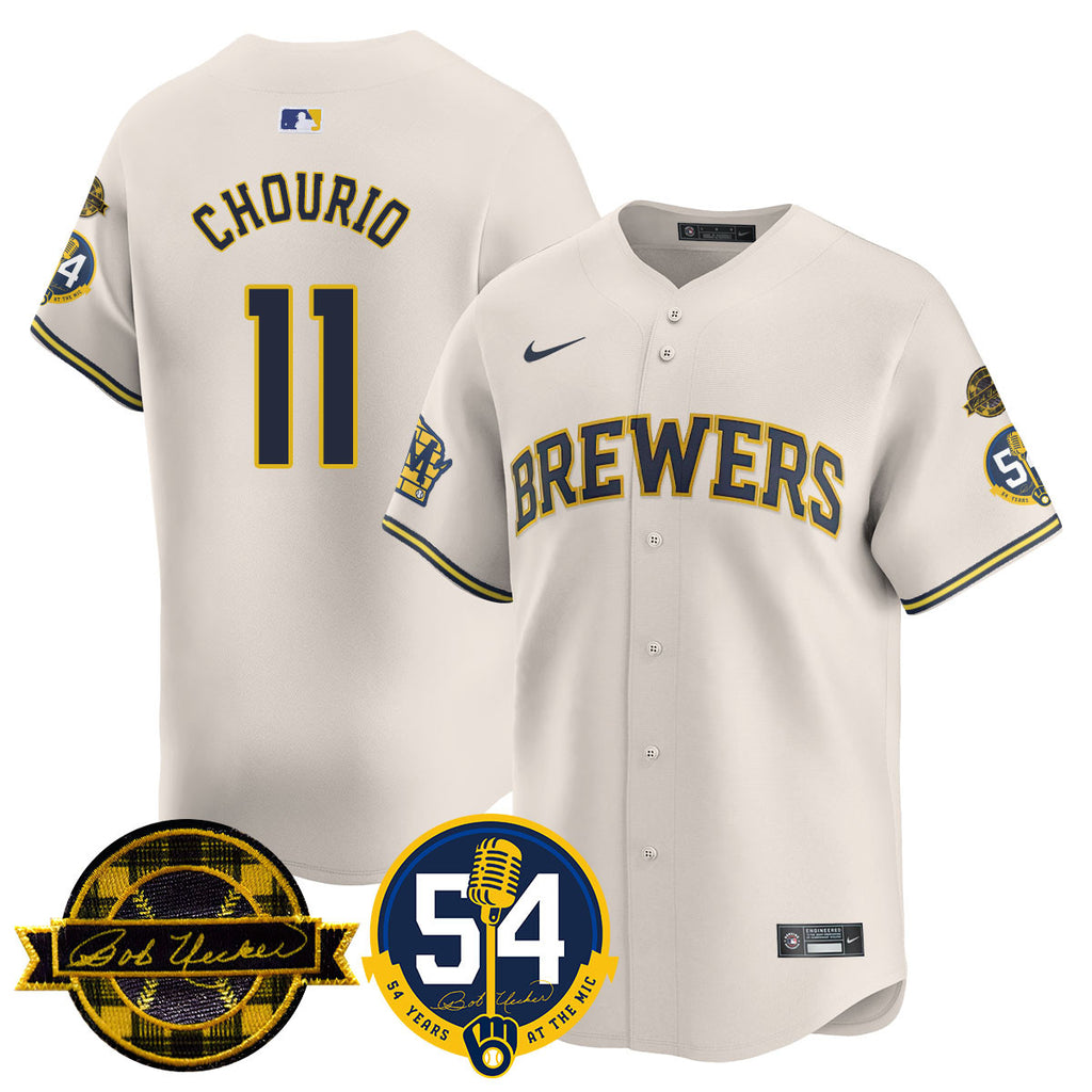 Men's Milwaukee Brewers Jersey - Bob Uecker, 54 Seasons for Brewers - All Stitched