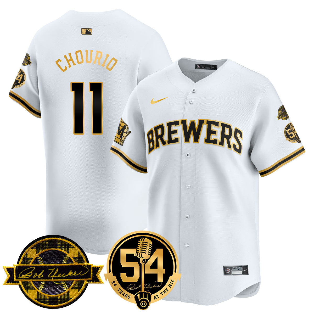 Men's Milwaukee Brewers Jersey - Bob Uecker, 54 Seasons for Brewers - All Stitched