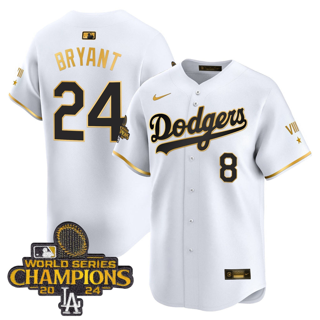 Dodgers 2024 World Series Champions Gold Trim Vapor Premier Limited Jersey - All Stitched