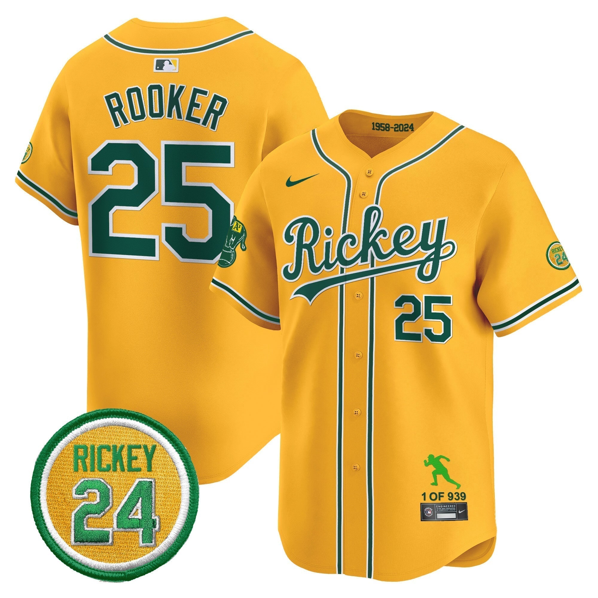 OAK Rickey Tribute style Vapor Premier Limited Jersey - All Stitched