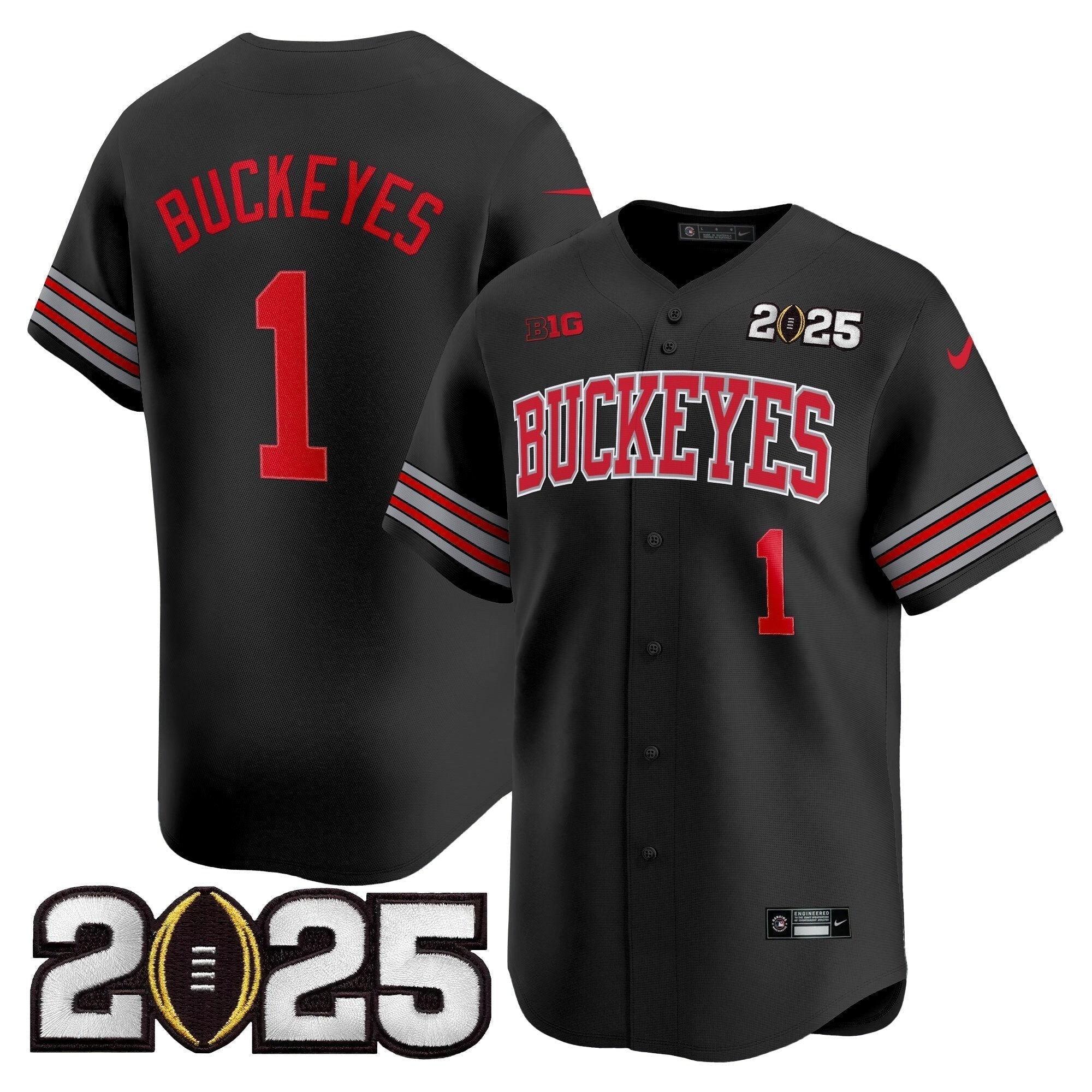 OSU 'Heritage Stripe' 2025 CFP Final Patch Vapor Baseball Jersey - All Stitched