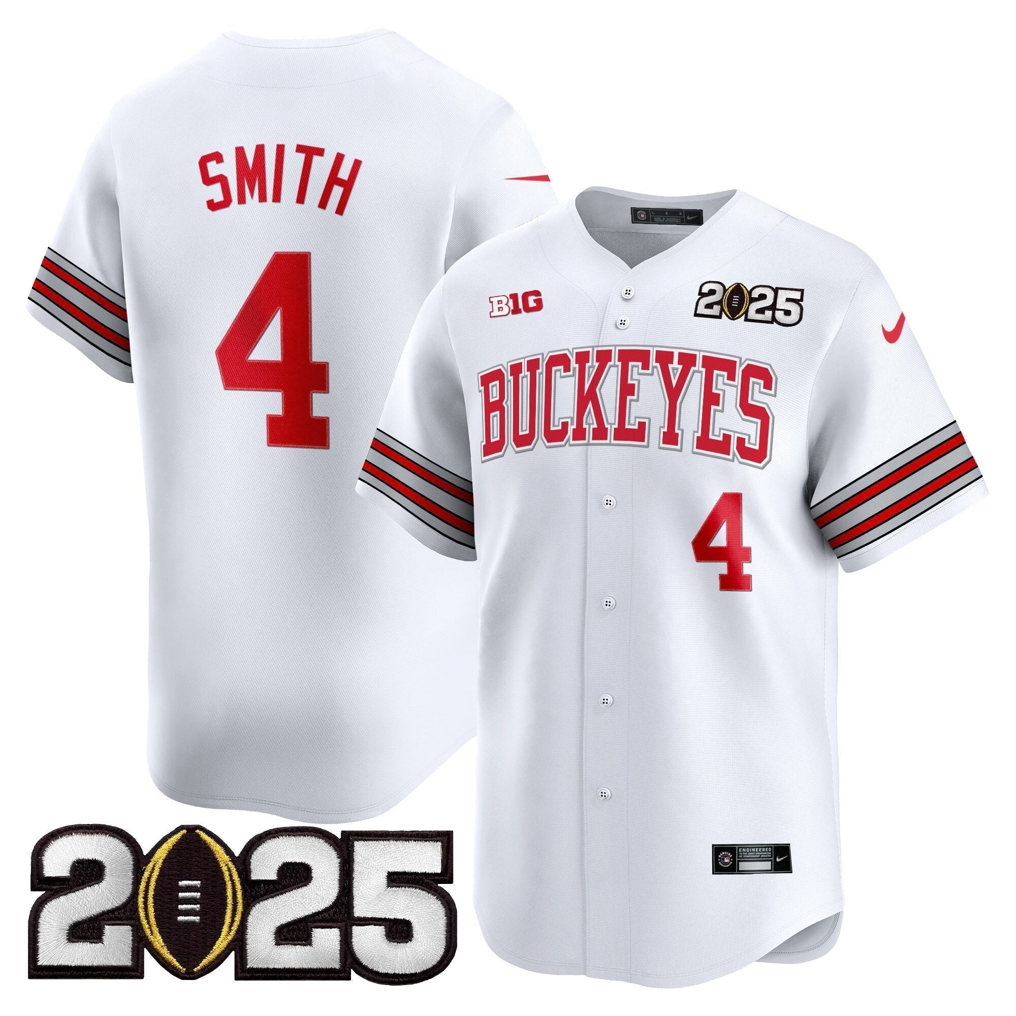 OSU 'Heritage Stripe' 2025 CFP Final Patch Vapor Baseball Jersey - All Stitched