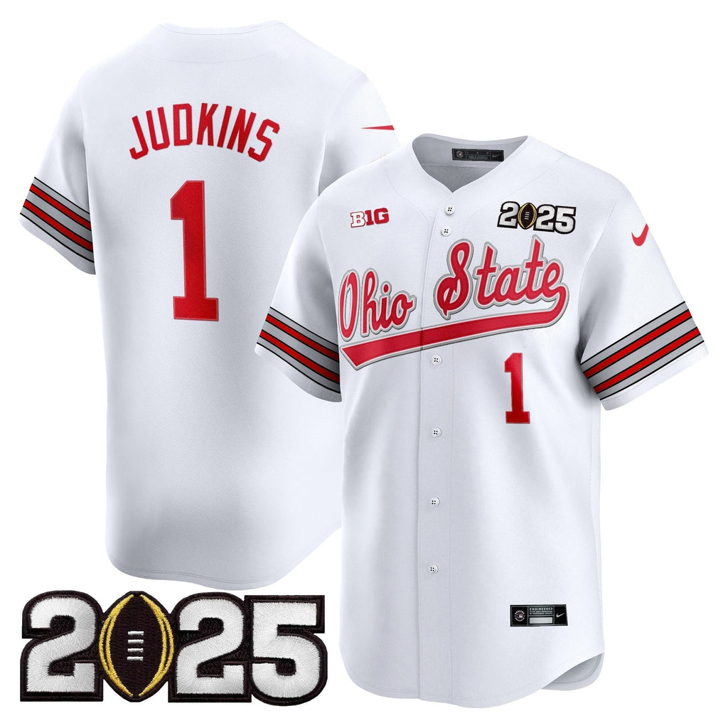 OSU 'Heritage Stripe' 2025 CFP Final Patch Vapor Baseball Jersey V2 - All Stitched