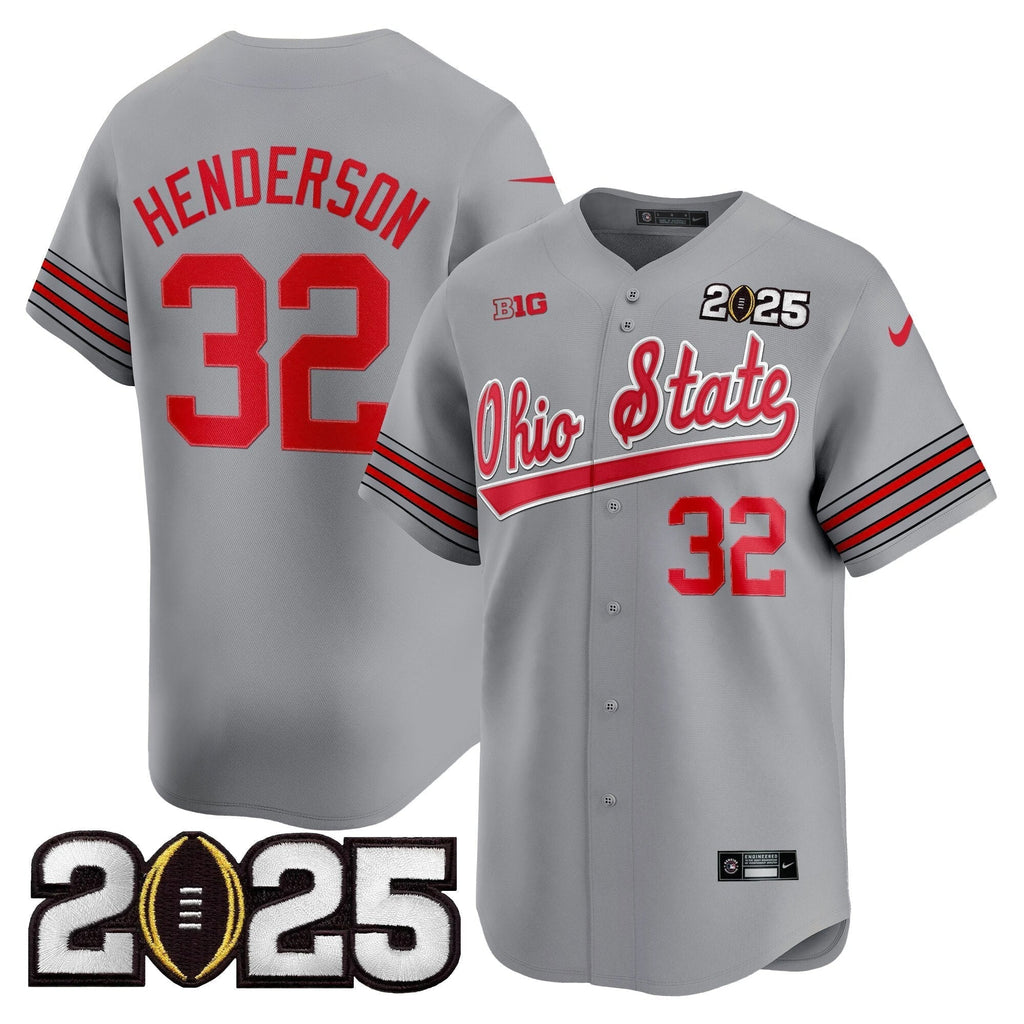 OSU 'Heritage Stripe' 2025 CFP Final Patch Vapor Baseball Jersey V2 - All Stitched