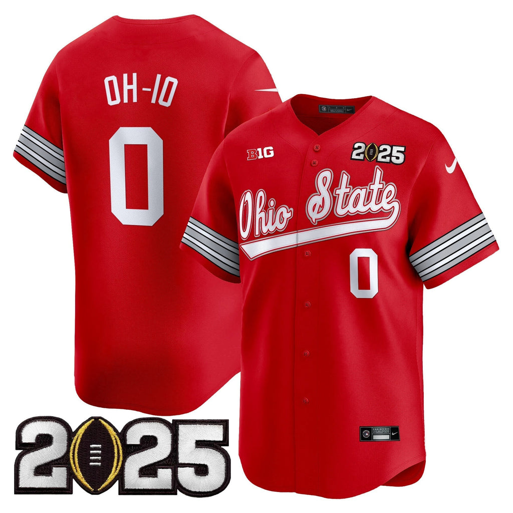 OSU 'Heritage Stripe' 2025 CFP Final Patch Vapor Baseball Jersey V2 - All Stitched