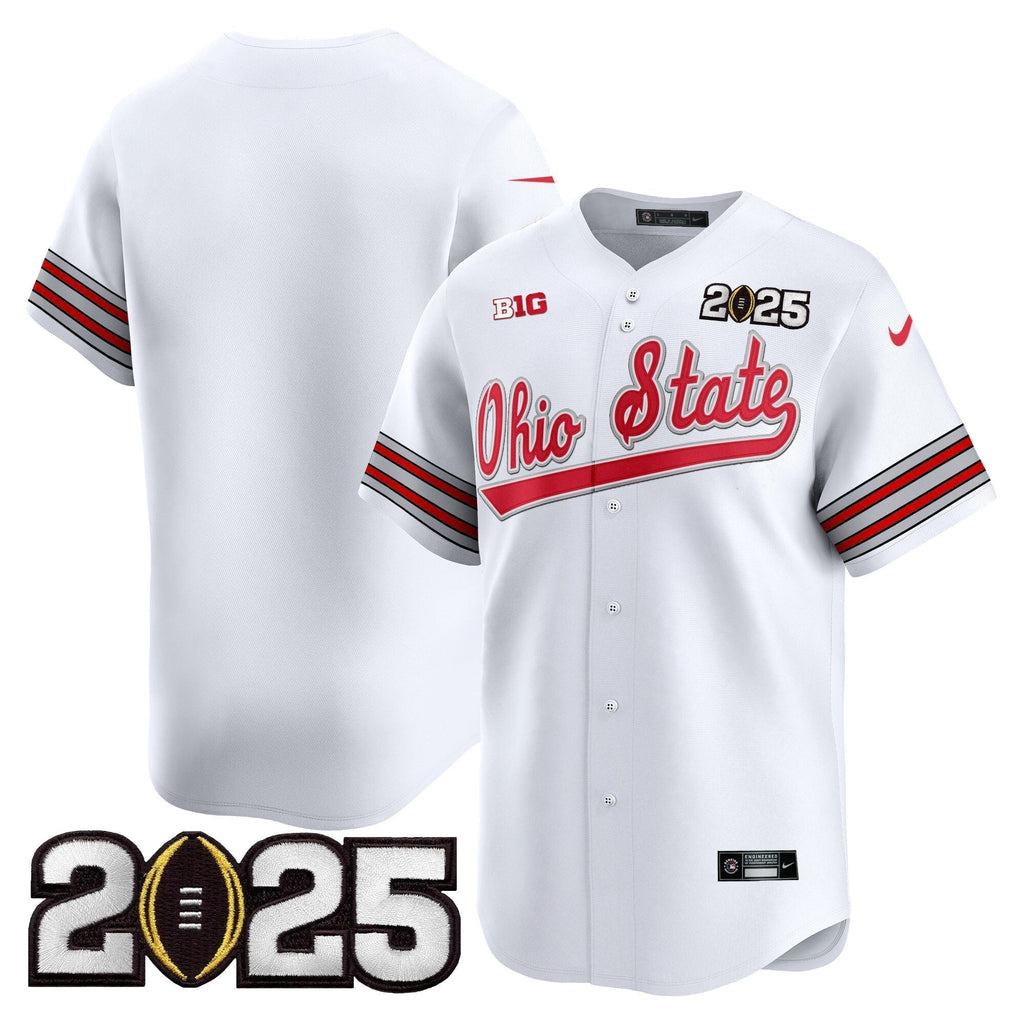 OSU 'Heritage Stripe' 2025 CFP Final Patch Vapor Baseball Jersey V2 - All Stitched
