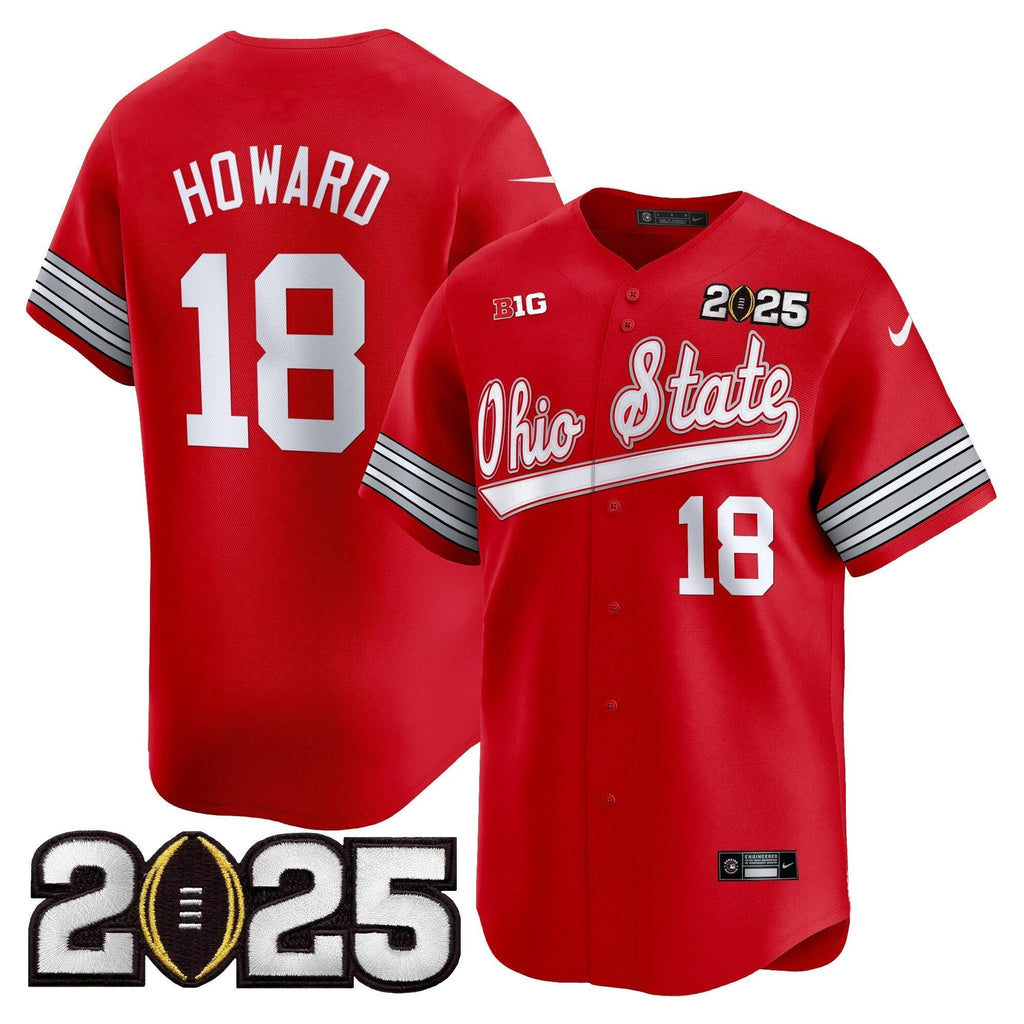 OSU 'Heritage Stripe' 2025 CFP Final Patch Vapor Baseball Jersey V2 - All Stitched