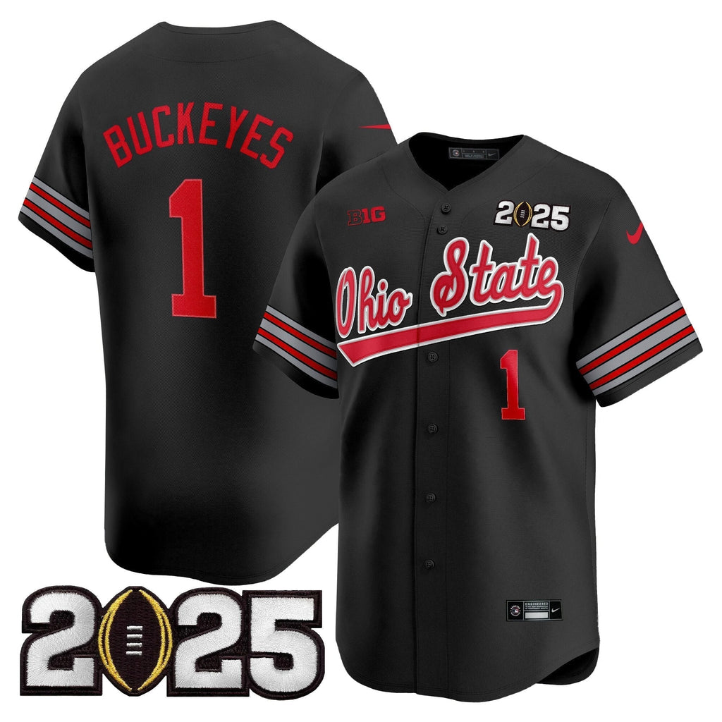 OSU 'Heritage Stripe' 2025 CFP Final Patch Vapor Baseball Jersey V2 - All Stitched