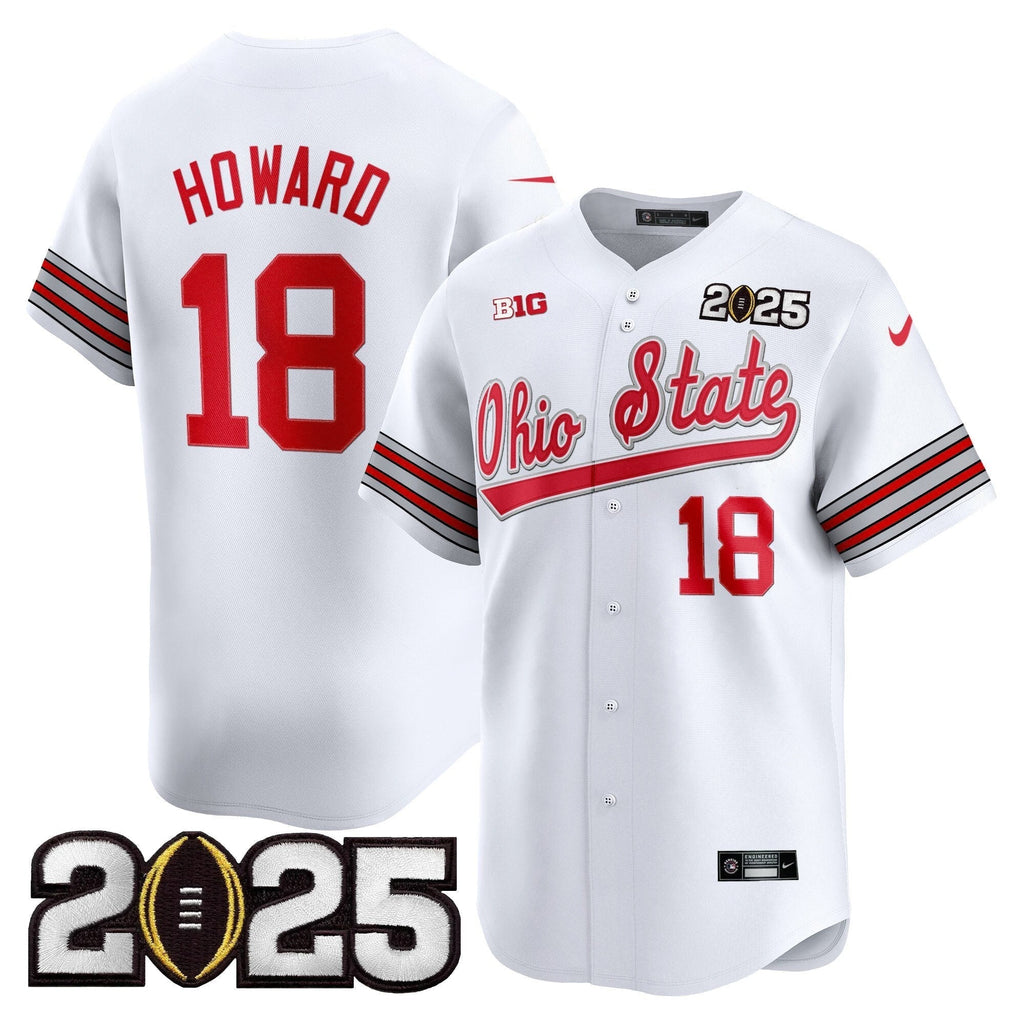 OSU 'Heritage Stripe' 2025 CFP Final Patch Vapor Baseball Jersey V2 - All Stitched