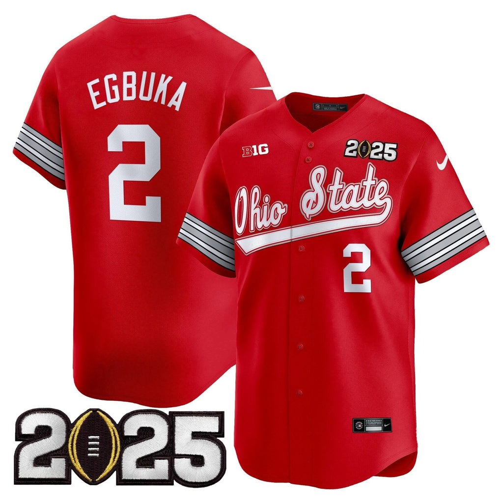 OSU 'Heritage Stripe' 2025 CFP Final Patch Vapor Baseball Jersey V2 - All Stitched