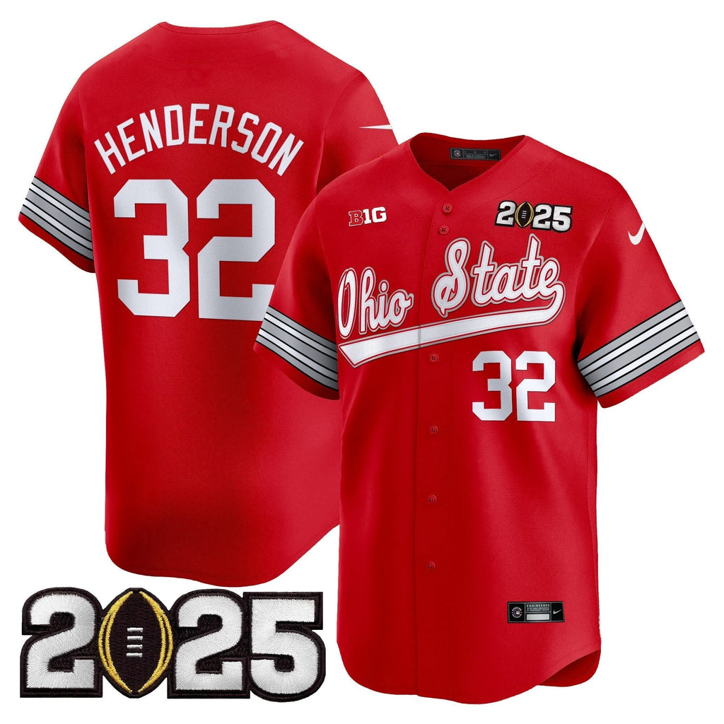 OSU 'Heritage Stripe' 2025 CFP Final Patch Vapor Baseball Jersey V2 - All Stitched