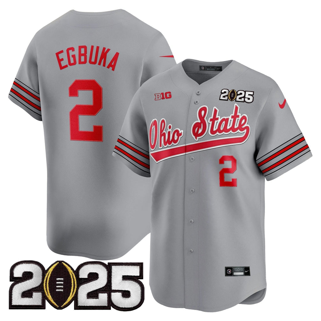 OSU 'Heritage Stripe' 2025 CFP Final Patch Vapor Baseball Jersey V2 - All Stitched
