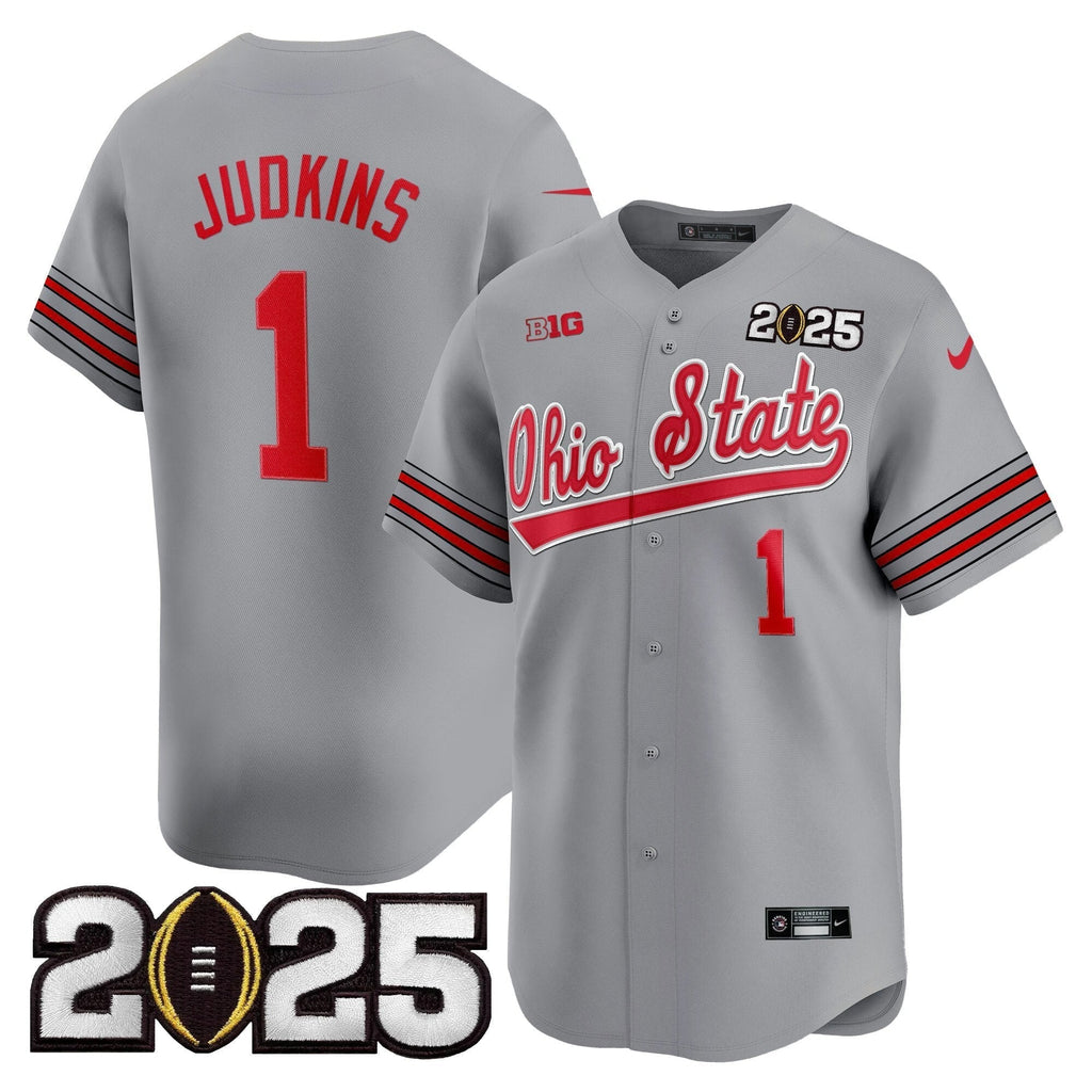OSU 'Heritage Stripe' 2025 CFP Final Patch Vapor Baseball Jersey V2 - All Stitched