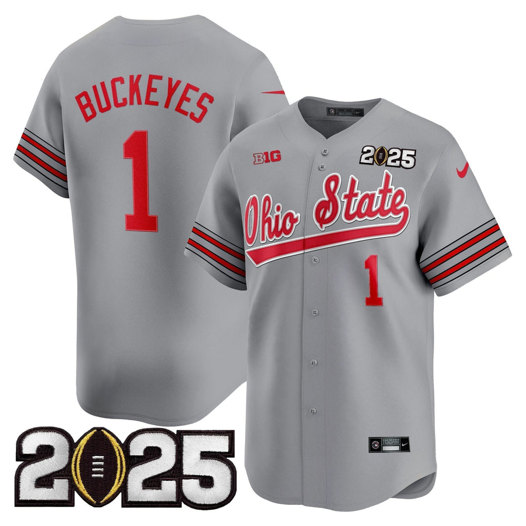OSU 'Heritage Stripe' 2025 CFP Final Patch Vapor Baseball Jersey V2 - All Stitched