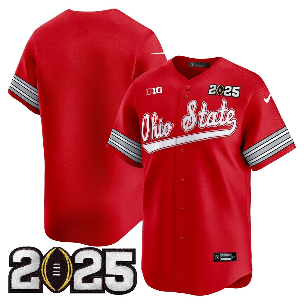 OSU 'Heritage Stripe' 2025 CFP Final Patch Vapor Baseball Jersey V2 - All Stitched