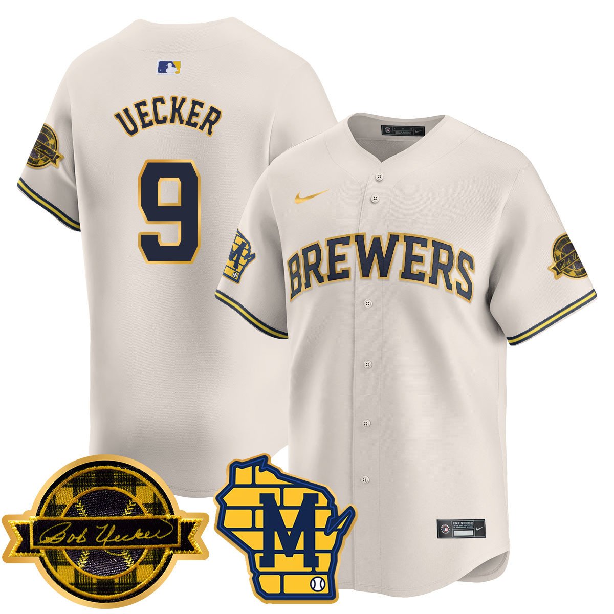 MIL 2025 Limited Gold Jersey - Bob Uecker Patch - All Stitched