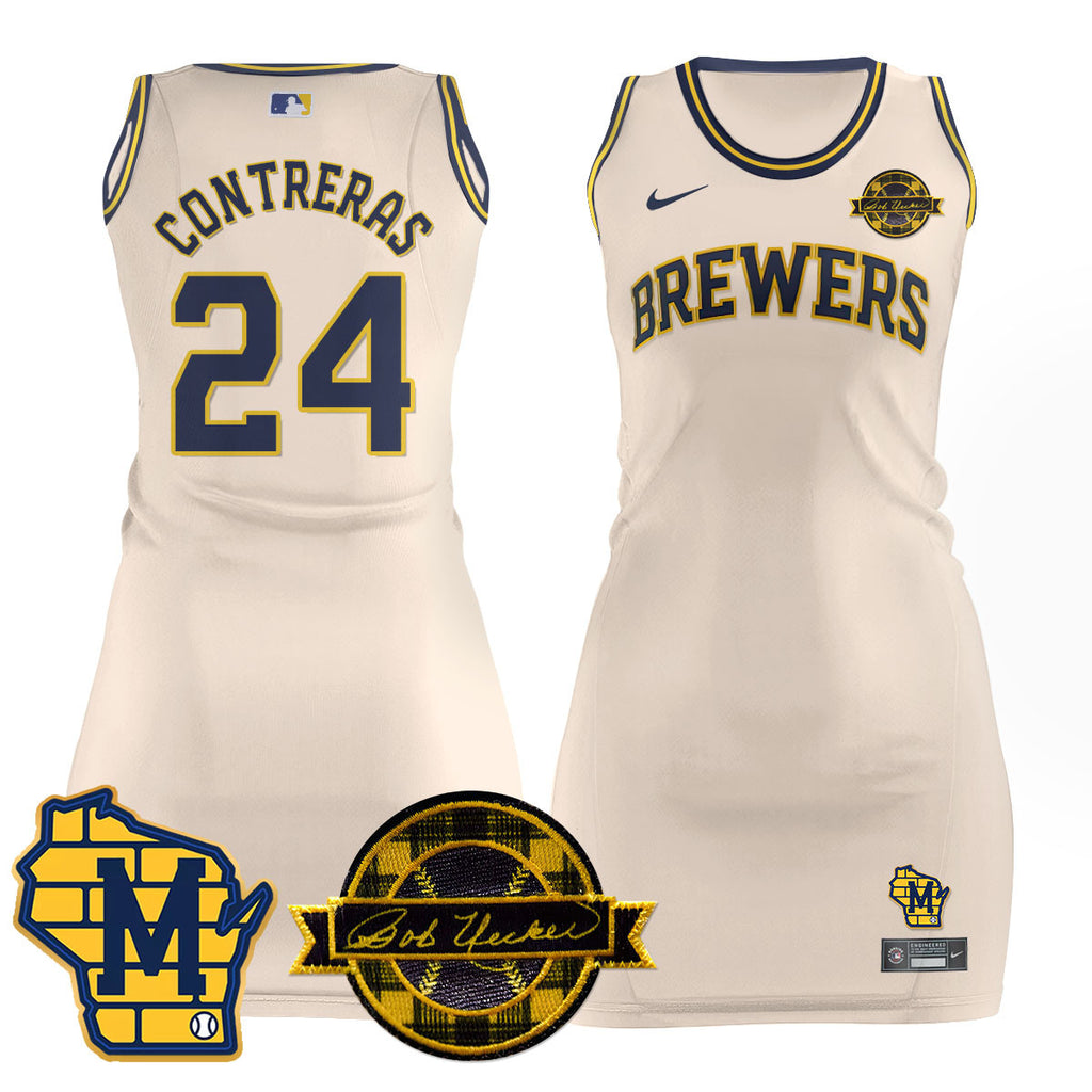 Milwaukee Brewers Limited Jersey Dress - Bob Uecker Patch - All Stitched