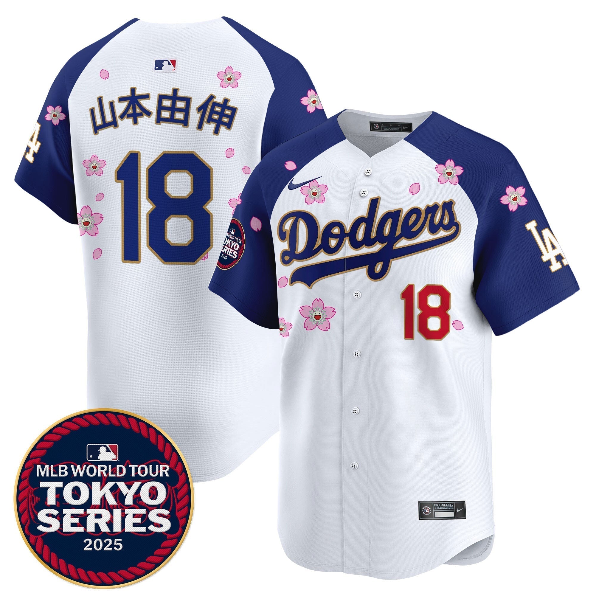 Dodgers Tokyo Series 2025 Gold Trim Vapor Premier Limited Jersey - Stitched