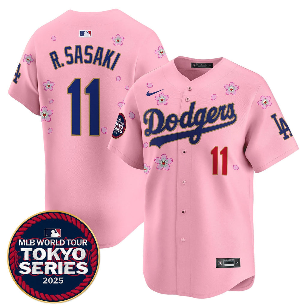Dodgers Tokyo Series 2025 Gold Trim Vapor Premier Limited Jersey - Stitched