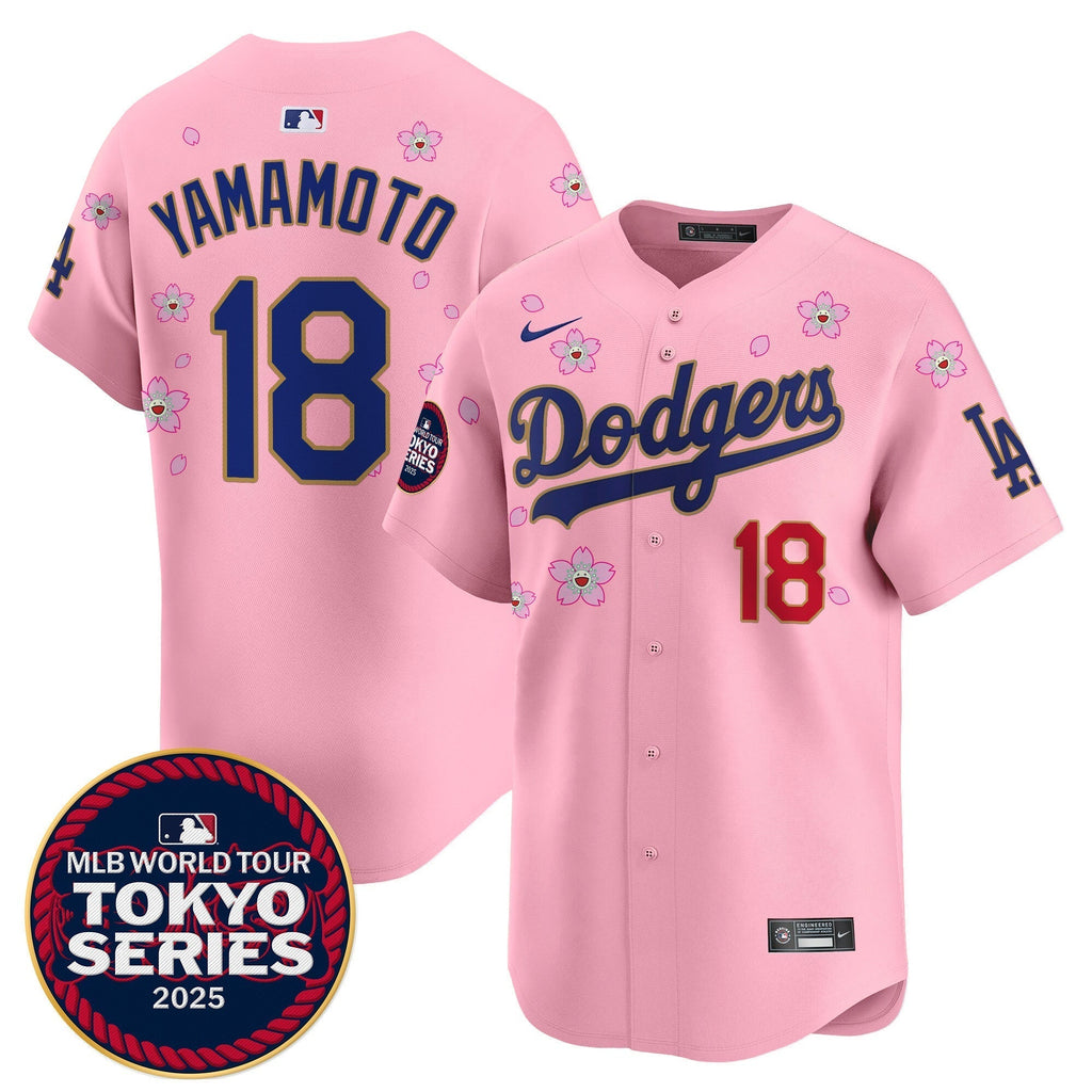 Dodgers Tokyo Series 2025 Gold Trim Vapor Premier Limited Jersey - Stitched