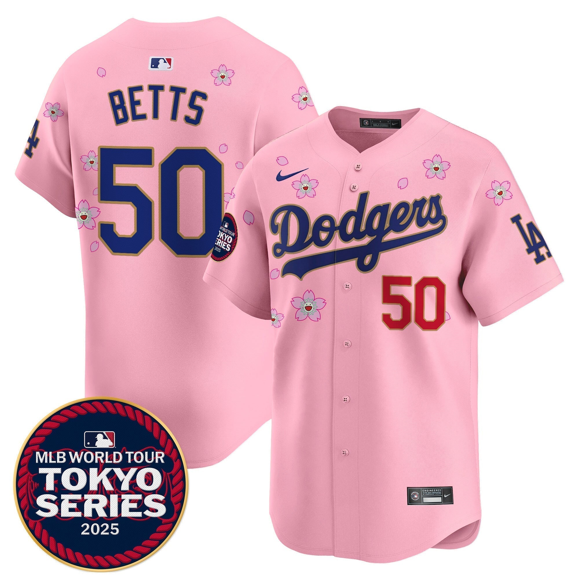 Dodgers Tokyo Series 2025 Gold Trim Vapor Premier Limited Jersey - Stitched